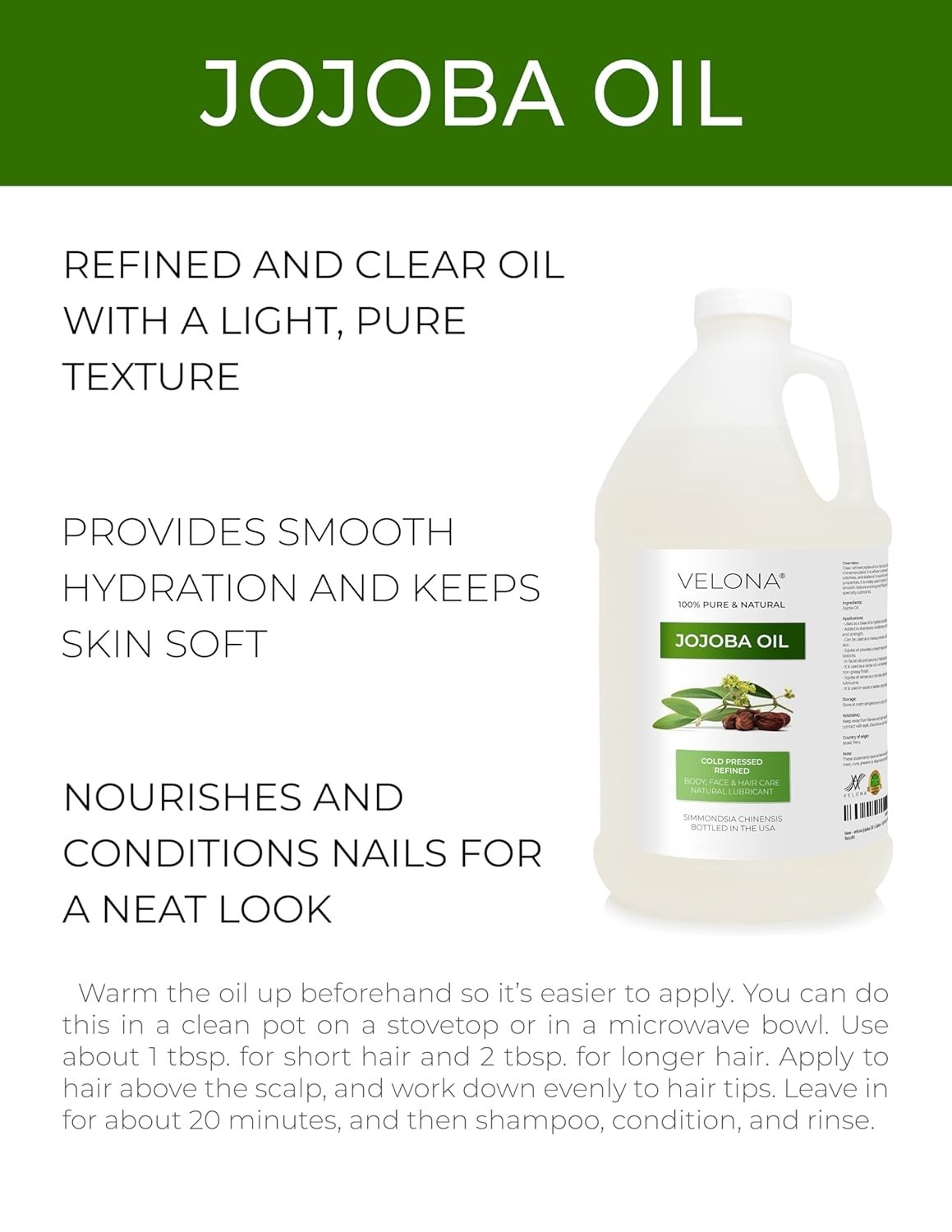 Jojoba Colorless Oil 64 fl oz | 100% Pure and Natural Carrier Oil | Clear, Re…