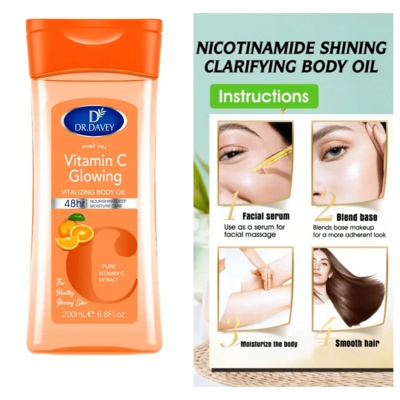 2PCS Vitamin C Body Oil Moisturizing Massage Oil Skin Brightening Hydrating Care