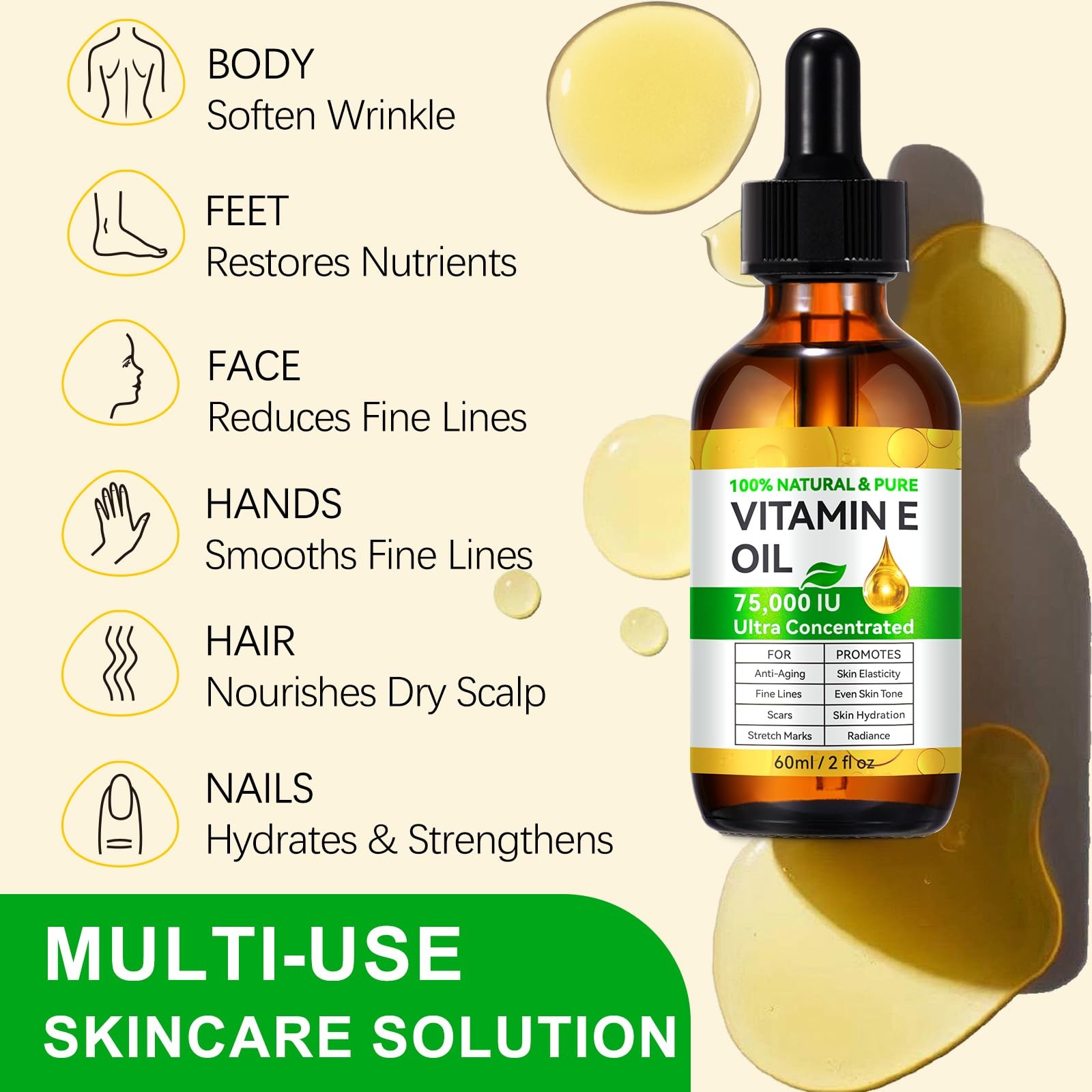 Vitamin E Oil, Ultra Concentrated Vitamin E Oil for Skin, Face, Hair, and Sca…