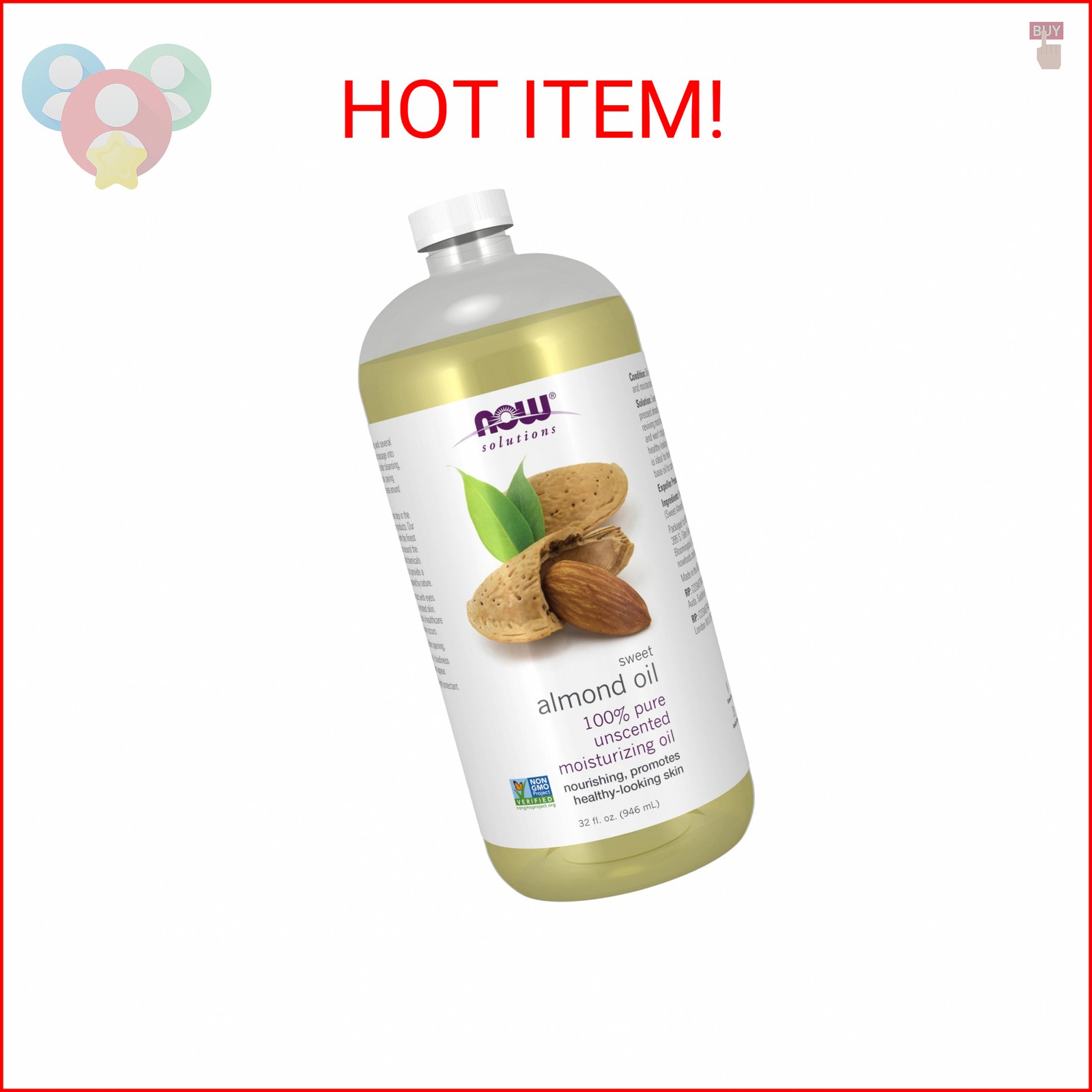 NOW Foods Solutions, Sweet Almond Oil, 100% Pure Moisturizing Oil, Promotes Heal