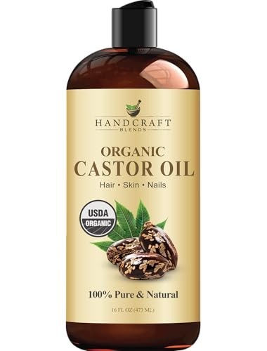Premium Organic Castor Oil 100% Pure and Hexane-Free Cold-Pressed Beauty 16 fl.