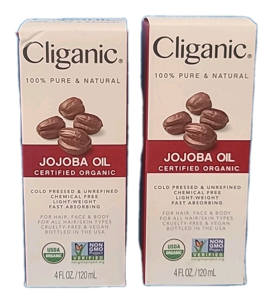 2 × CLIGANIC 100% Pure & Natural JOJOBA OIL – 4 fl oz ( 120 mL ) EXP : 12/2027