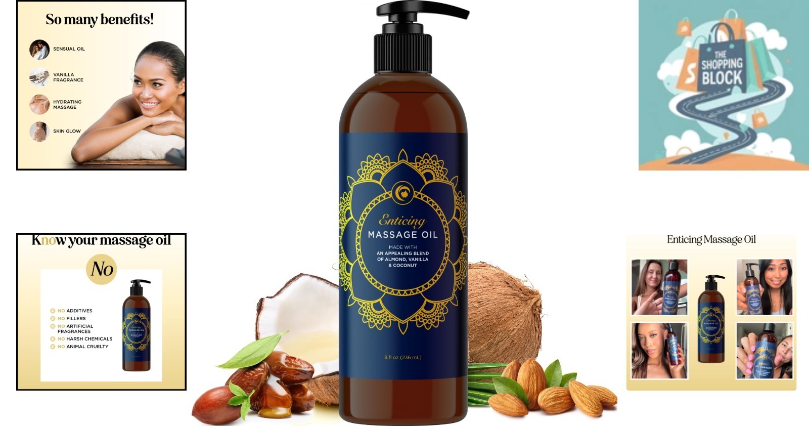 Vanilla Massage Oil for Couples, 8oz, Non-Greasy, , Natural