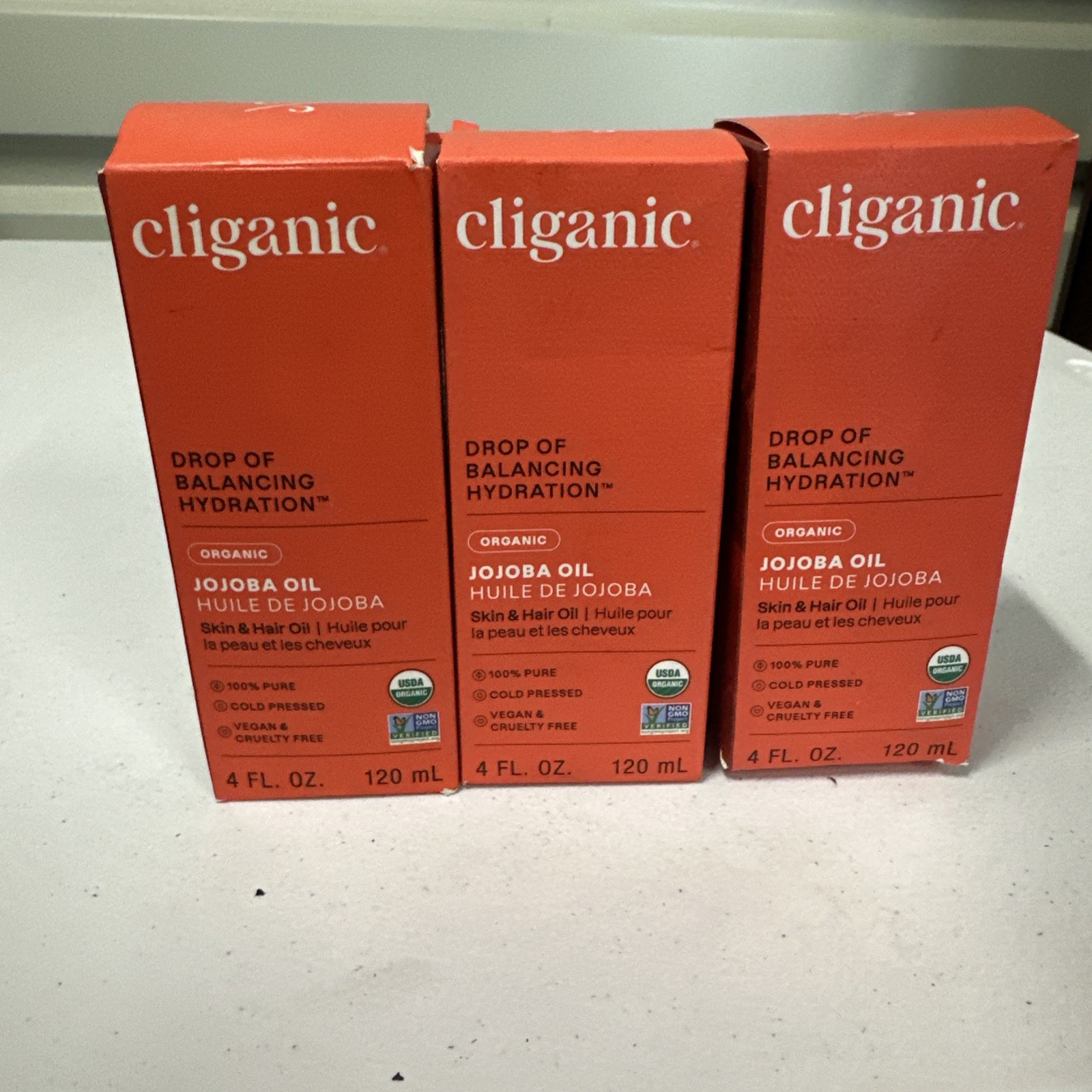3 Cliganic Organic Jojoba Oil, 100% Pure 4oz Moisturizing Oil for Face Hair Skin