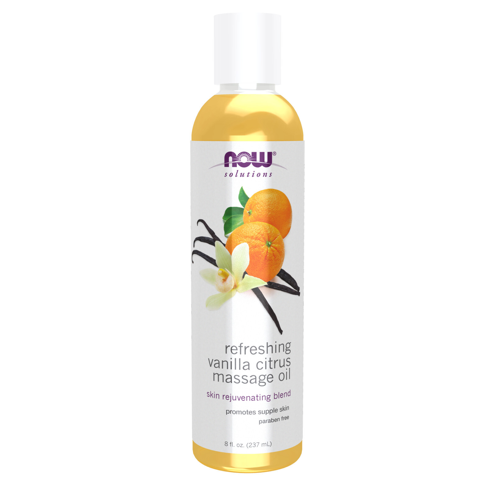 NOW Refreshing Vanilla Citrus Massage Oil – 8 fl oz Skin Rejuvenating Blend