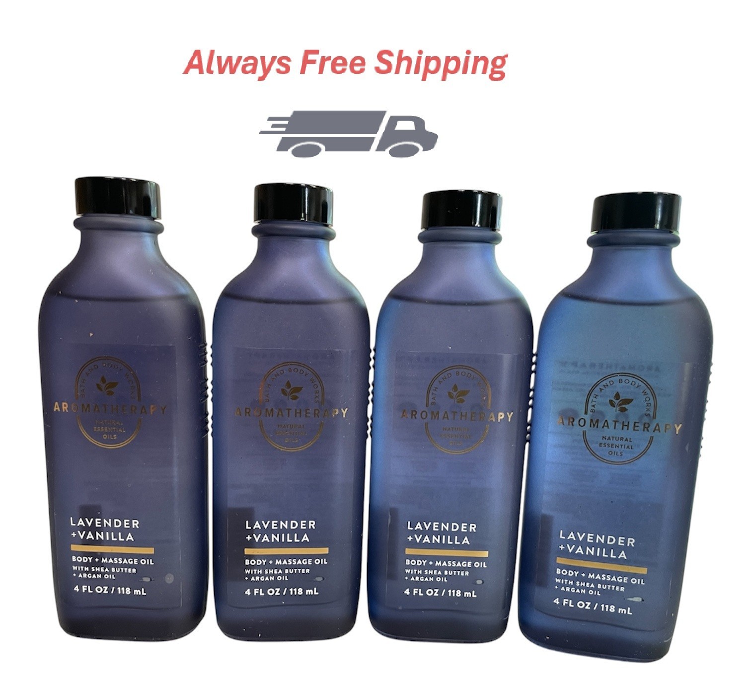 4 PK – Bath & Body Works Aromatherapy Lavender Vanilla Body Massage Oil, 4oz