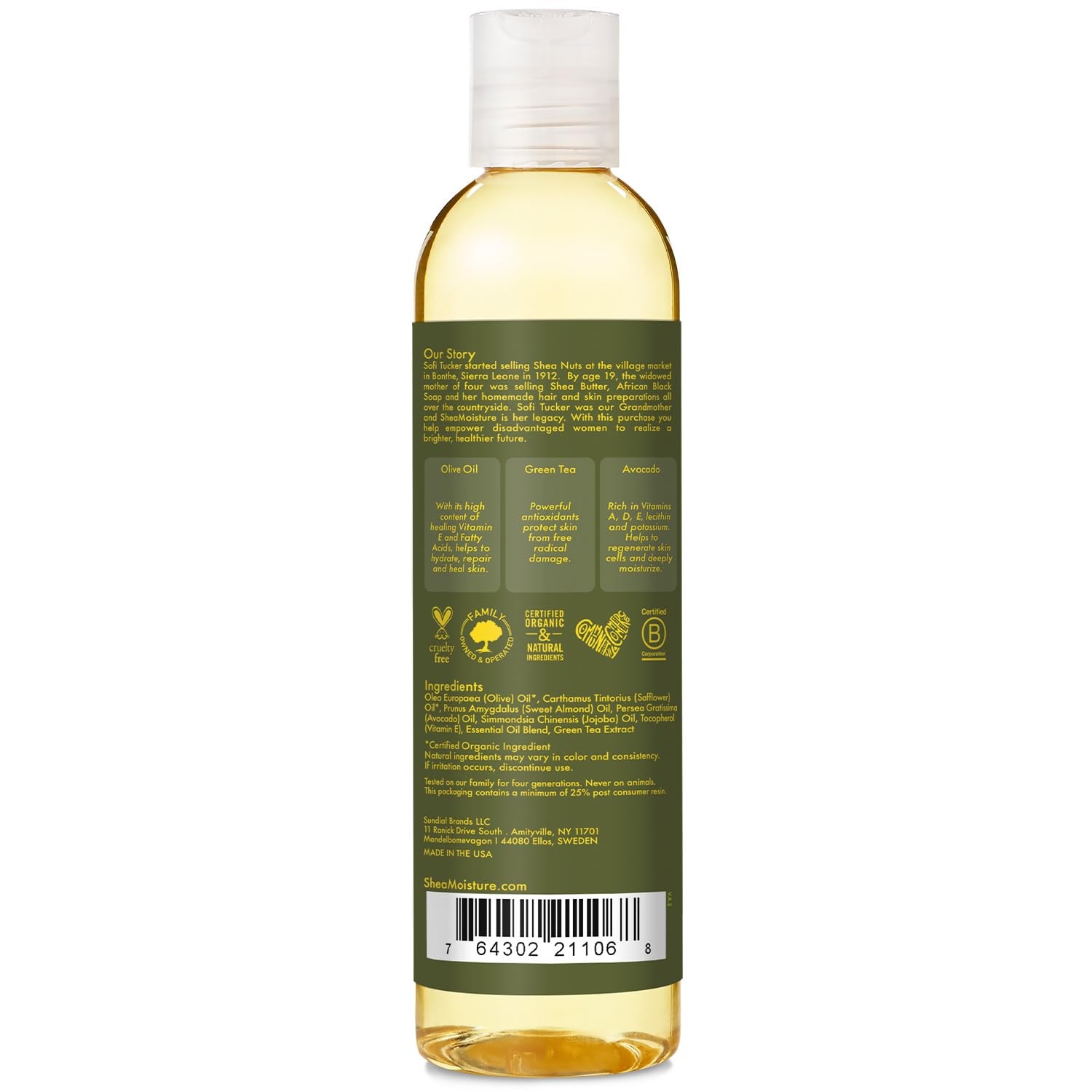 SheaMoisture Olive & Green Tea Bath, Body & Massage Oil 10 Fl Oz (Pack of 2)