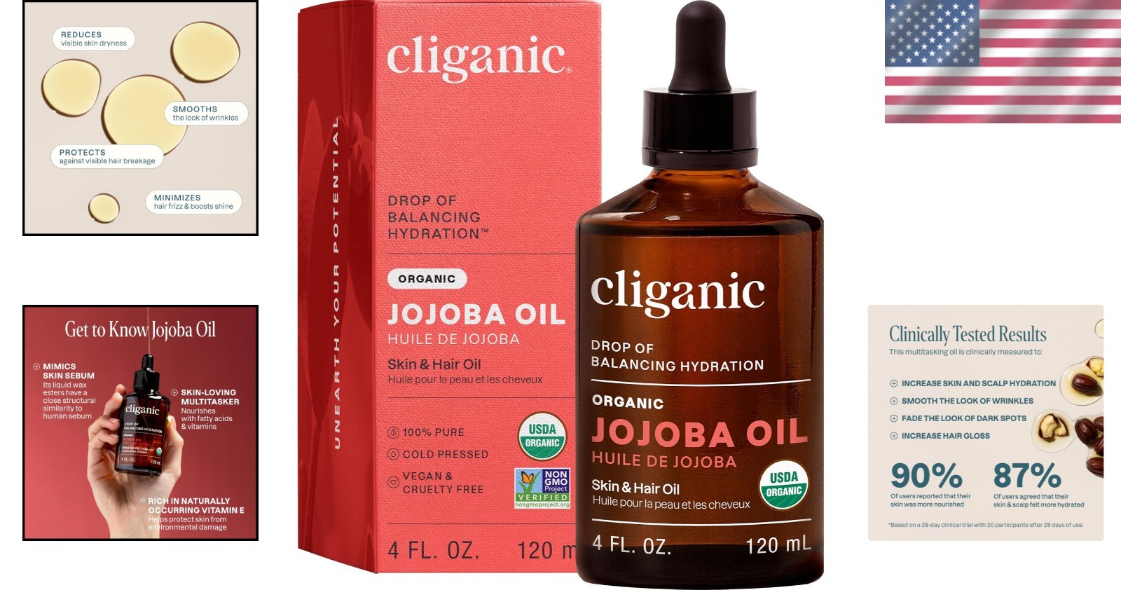 Cold Pressed Organic Jojoba Oil 4oz | Non-GMO, & Cruelty-Free Moisturizer
