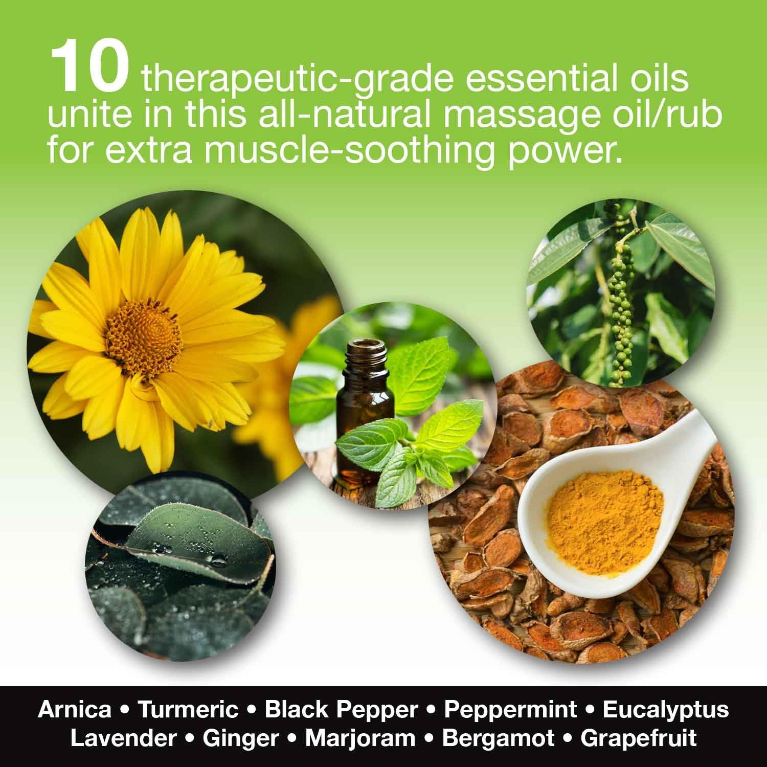 Hemp Massage Oil & Sore Muscle Rub – 100% 8 Fl Oz (Pack of 1)