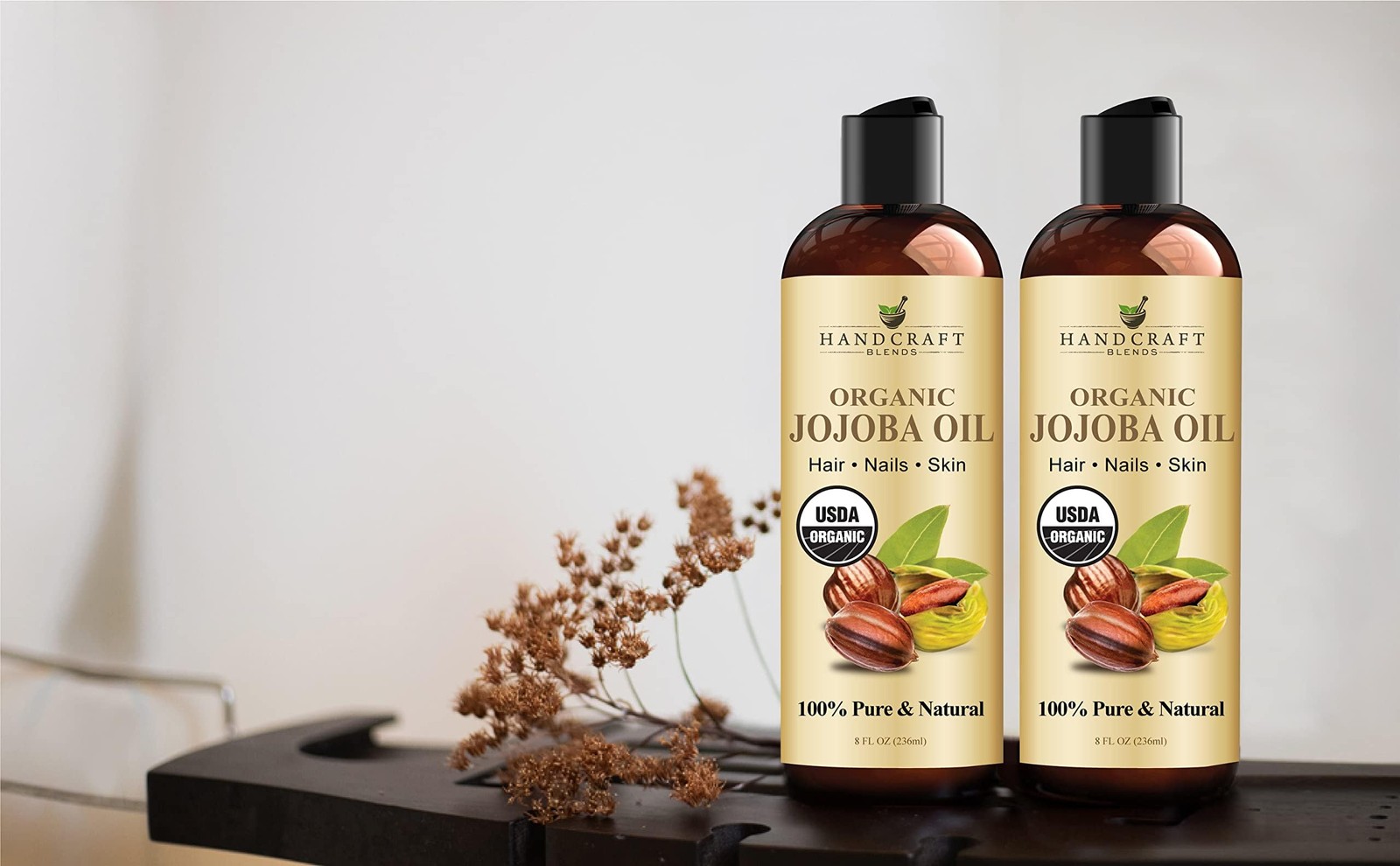 USDA Organic Jojoba Oil Cold Pressed 8 Fl Oz 100% Pure & Natural for Hair Skin &