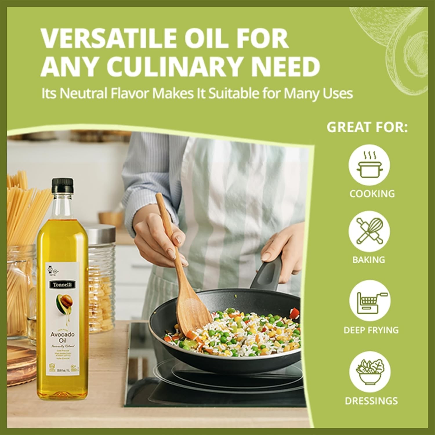 100% Pure, Naturally Refined Avocado Oil 1 Liter (2 Pack) – Gluten-Free & Kosher