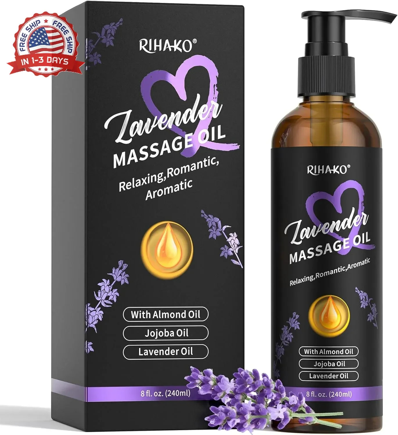 Lavender Sensual Massage Oil for Couples-Relaxing Body Massage Oil for Date Nigh