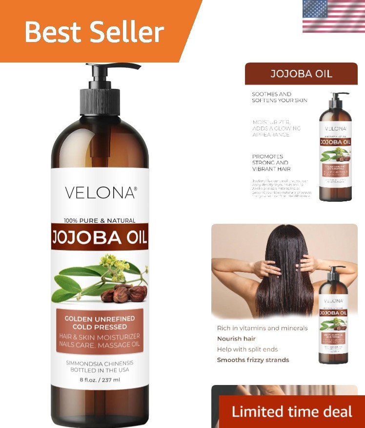 Natural Golden Jojoba Oil 8 Fl Oz | Deeply Hydrating Moisturizer for Face & Body