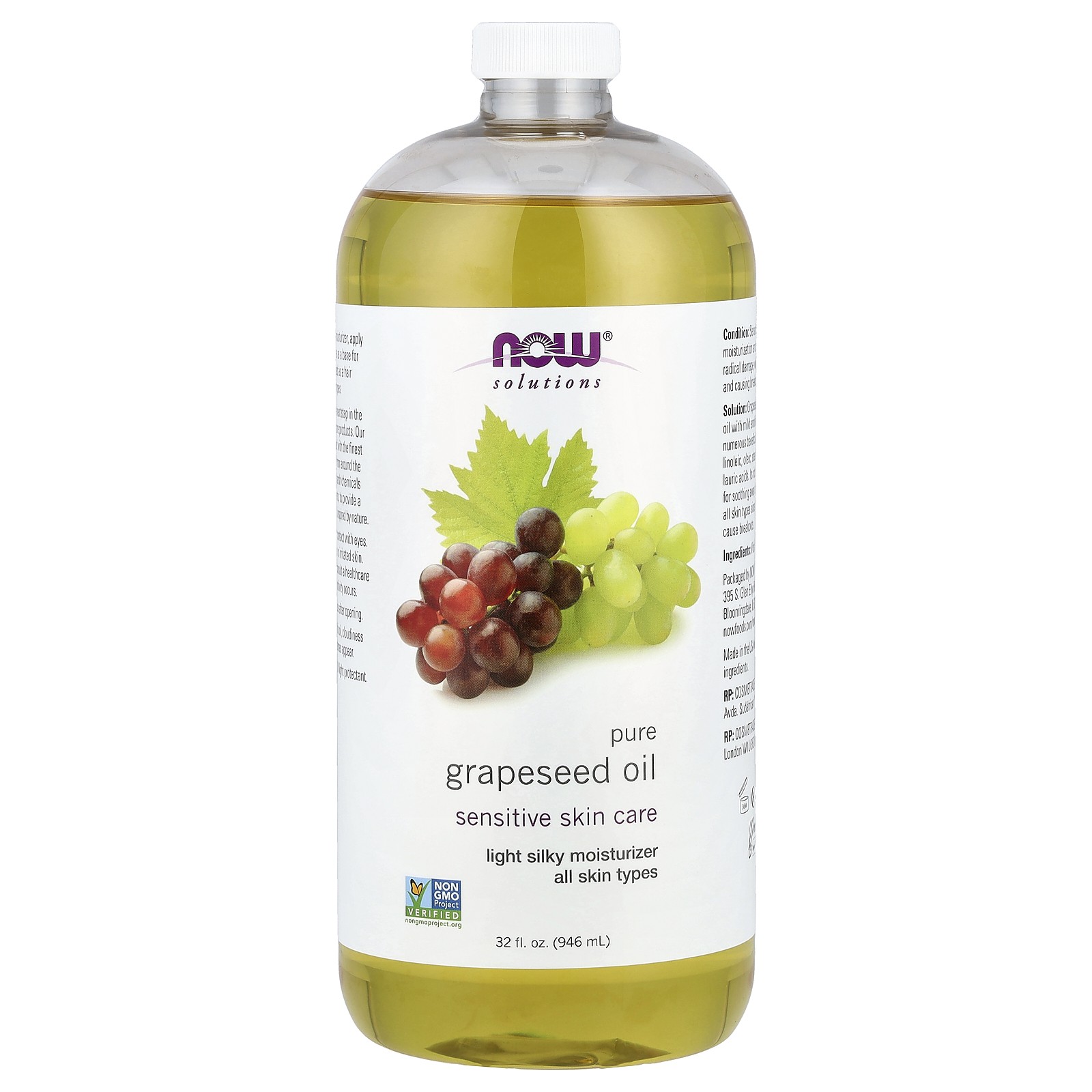 Solutions, Pure Grapeseed Oil, All Skin Types, 32 fl oz (946 ml)