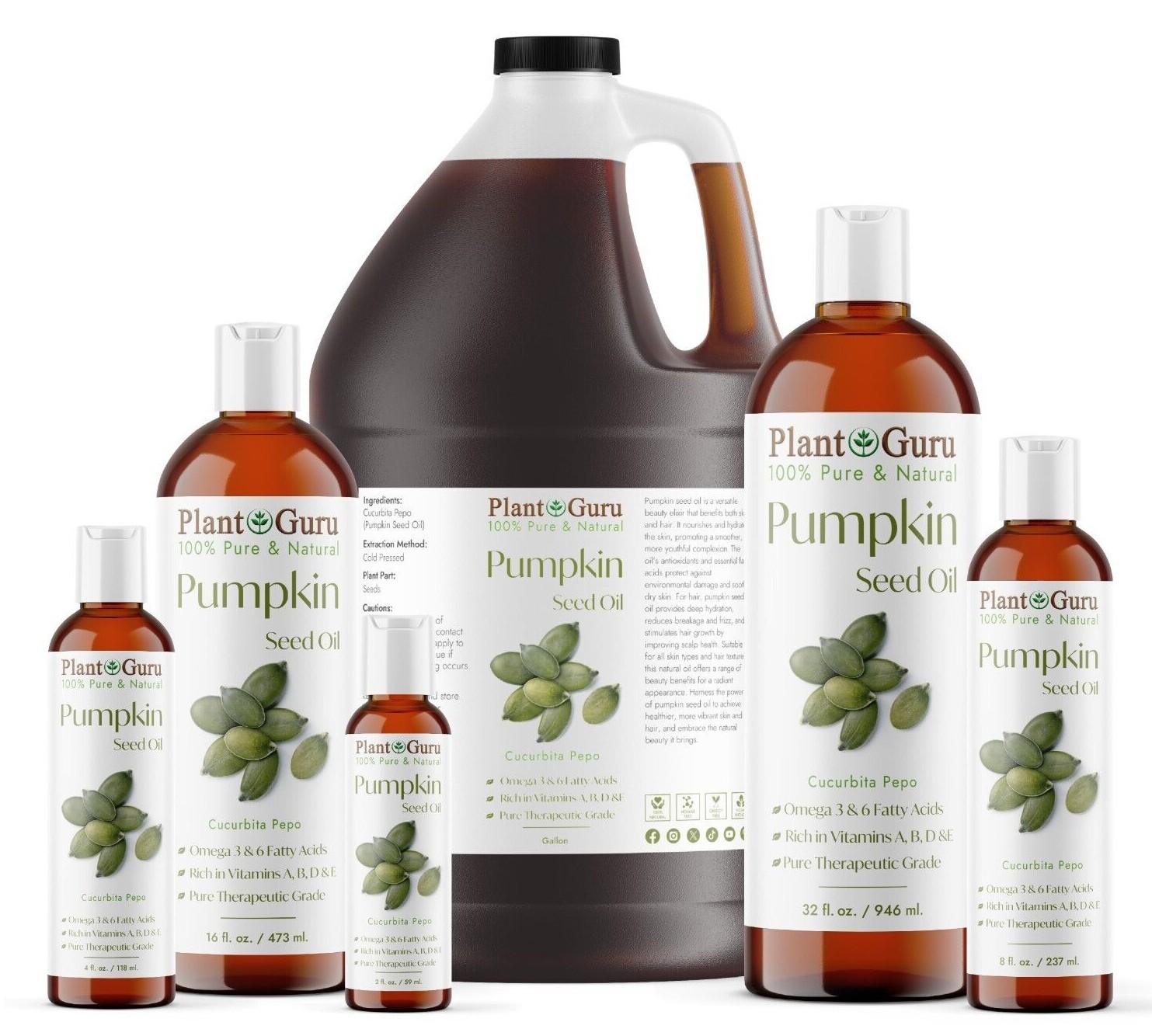 Pumpkin Seed Oil Cold Pressed Unrefined Virgin 100% Pure Natural