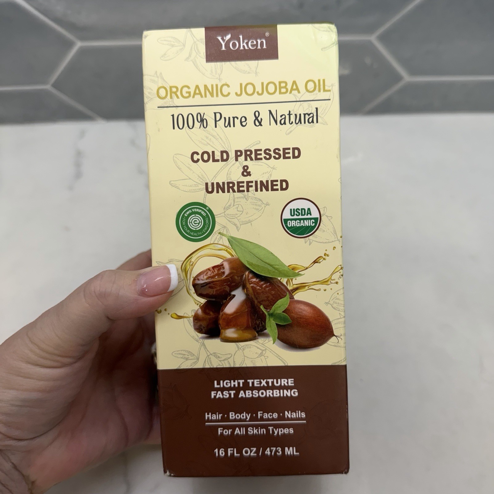 100% Pure Jojoba Oil 16 fl oz USDA Organic Cold Pressed Hair Skin Body