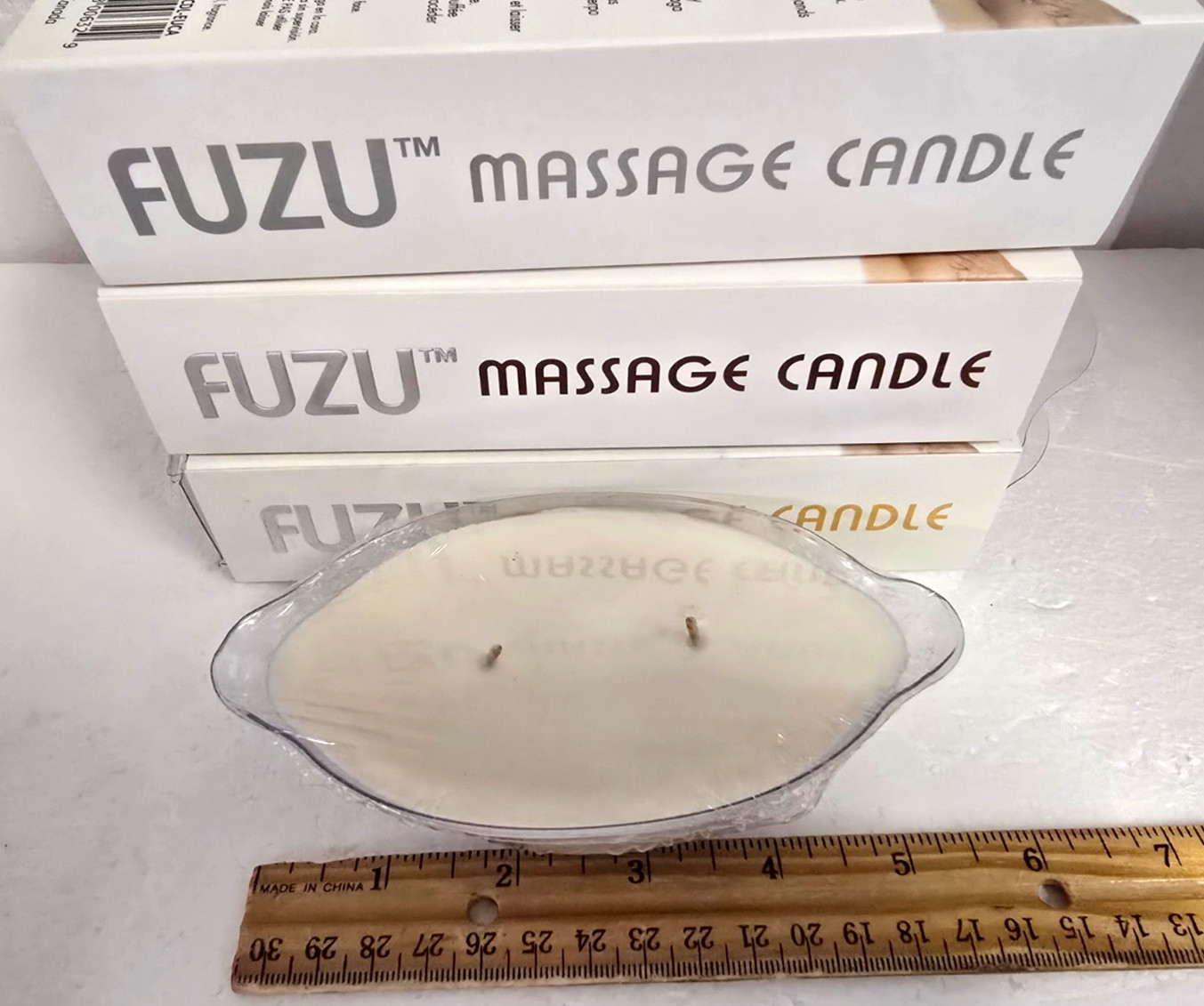 3 Pack DEAL! FUZU Massage Candle / Oil 4oz ea, Dual Wicks / 30hrs