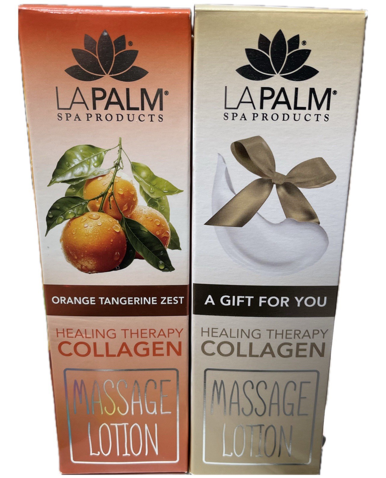 Lot 2 LaPalm Orange Tangerine Lemongrass Healing Therapy Collagen Massage Lotion