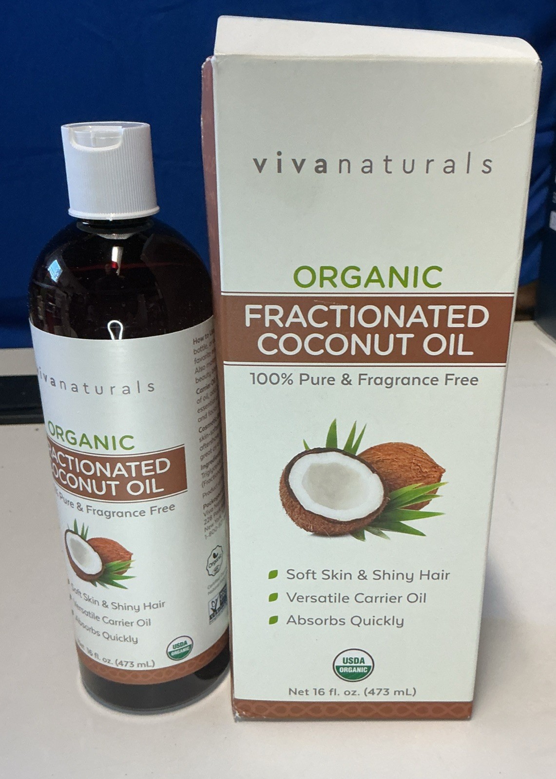 Viva Naturals Organic Fractionated Coconut Oil 16 oz lot of 2