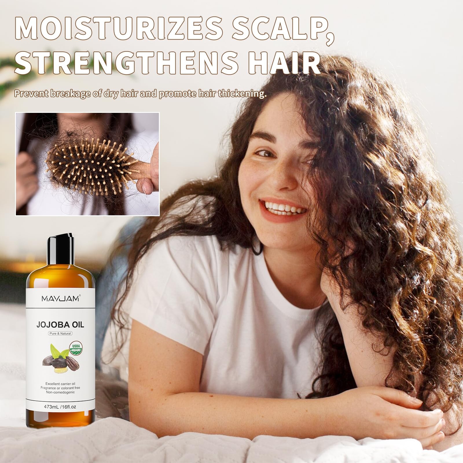 Organic Jojoba Oil for Skin, Hair, Face, Nails Care, USDA Certified