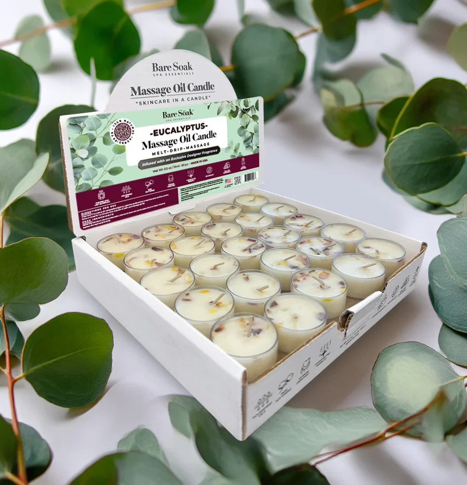 Bare Soak Floral Tea Light Massage Oil Candles (50pc)