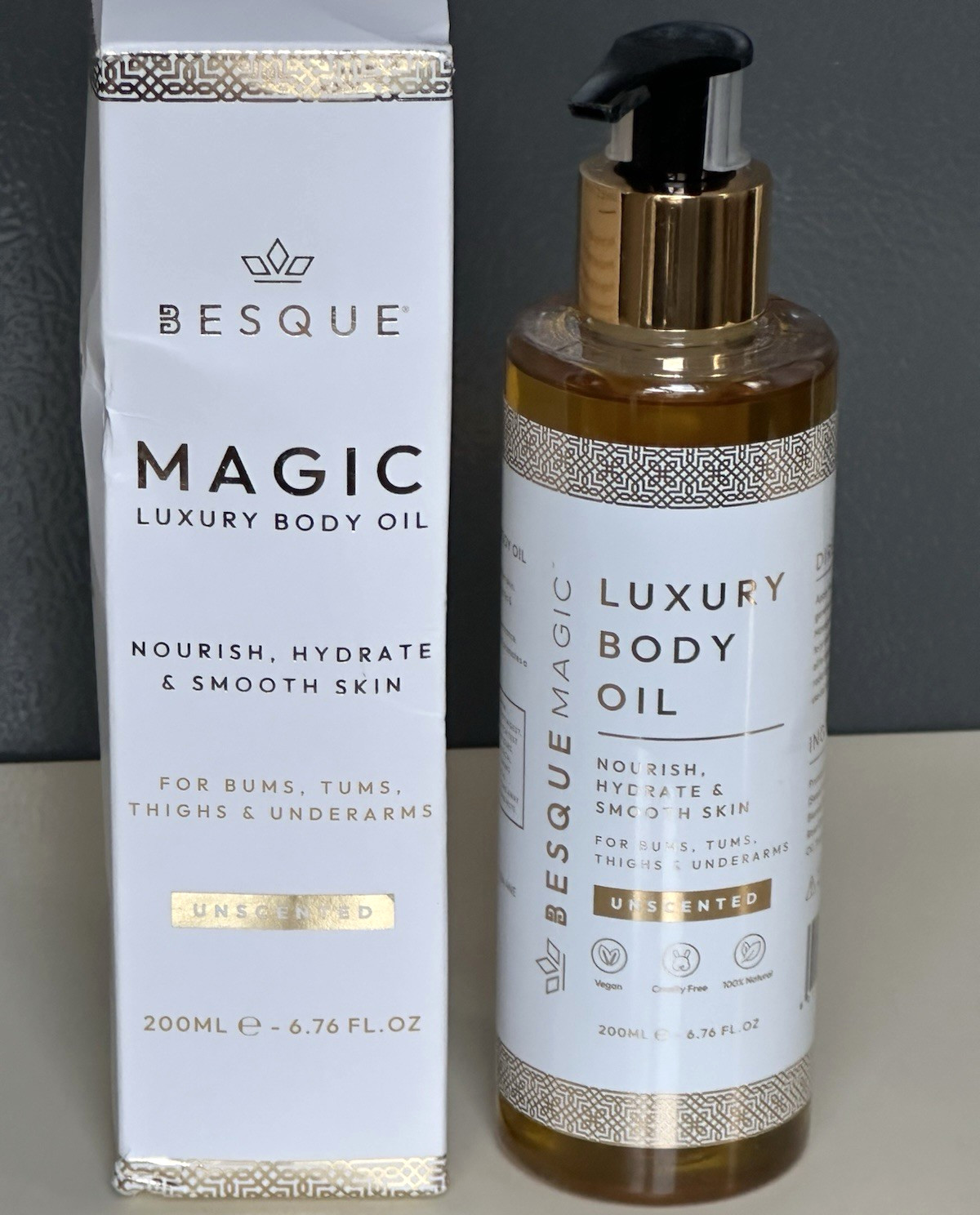 Besque Magic Luxury Body Oil 6.7 fl oz / 200 ml Unscented NEW SEALED IN BOX