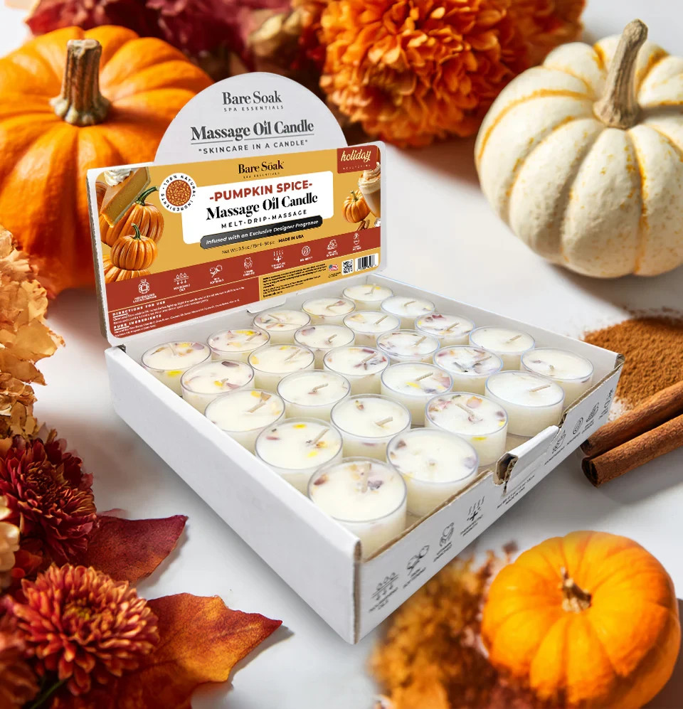 Bare Soak Floral Tea Light Massage Oil Candles (50pc)