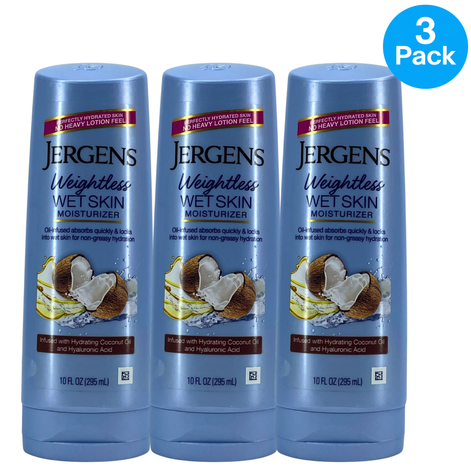 Jergens Weightless Wet Skin Moisturizer with Coconut Oil and Hyaluronic Acid 10