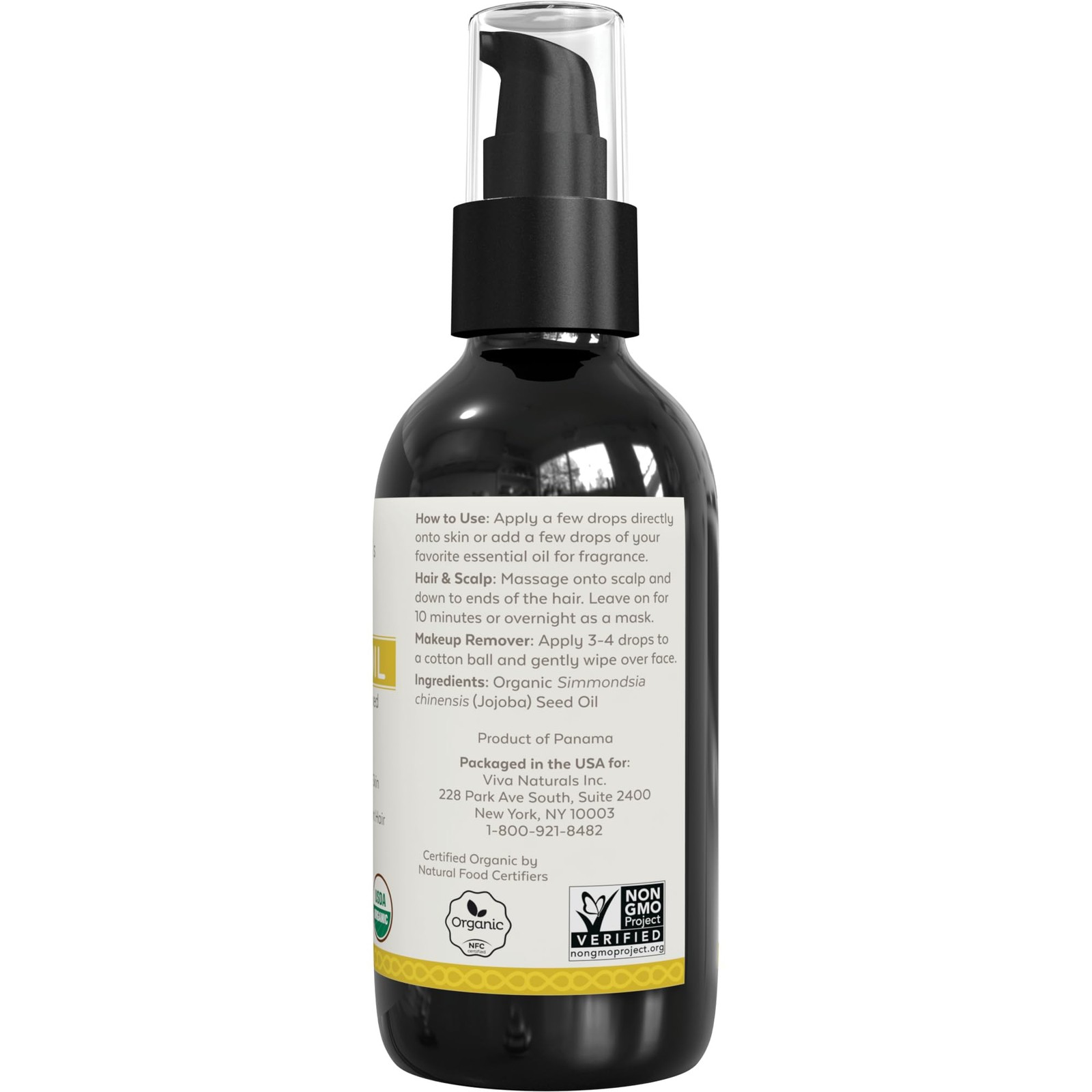 Organic Jojoba Oil – Cold-Pressed, USDA Certified, Skin & Hair Moisturizer, 4…