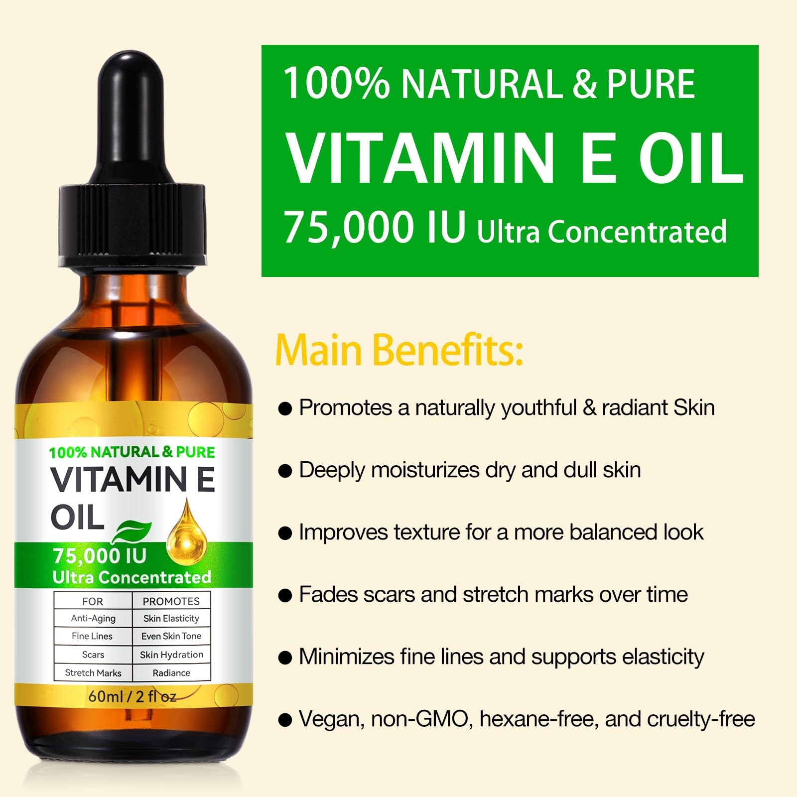 Vitamin E Oil, Ultra Concentrated Vitamin E Oil for Skin, Face, Hair, and Sca…