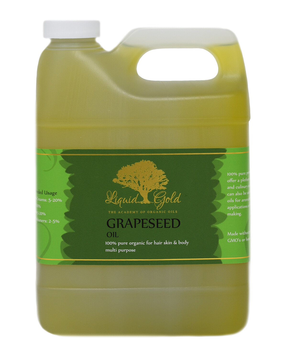 Liquid Gold Premium Grapeseed Oil Pure & Organic for Skin Hair and Health 32 oz