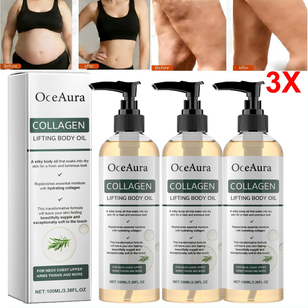 3PCS Collagen Lifting Body Oil Firming Anti Aging Wrinkles Scars & Stretch Mark