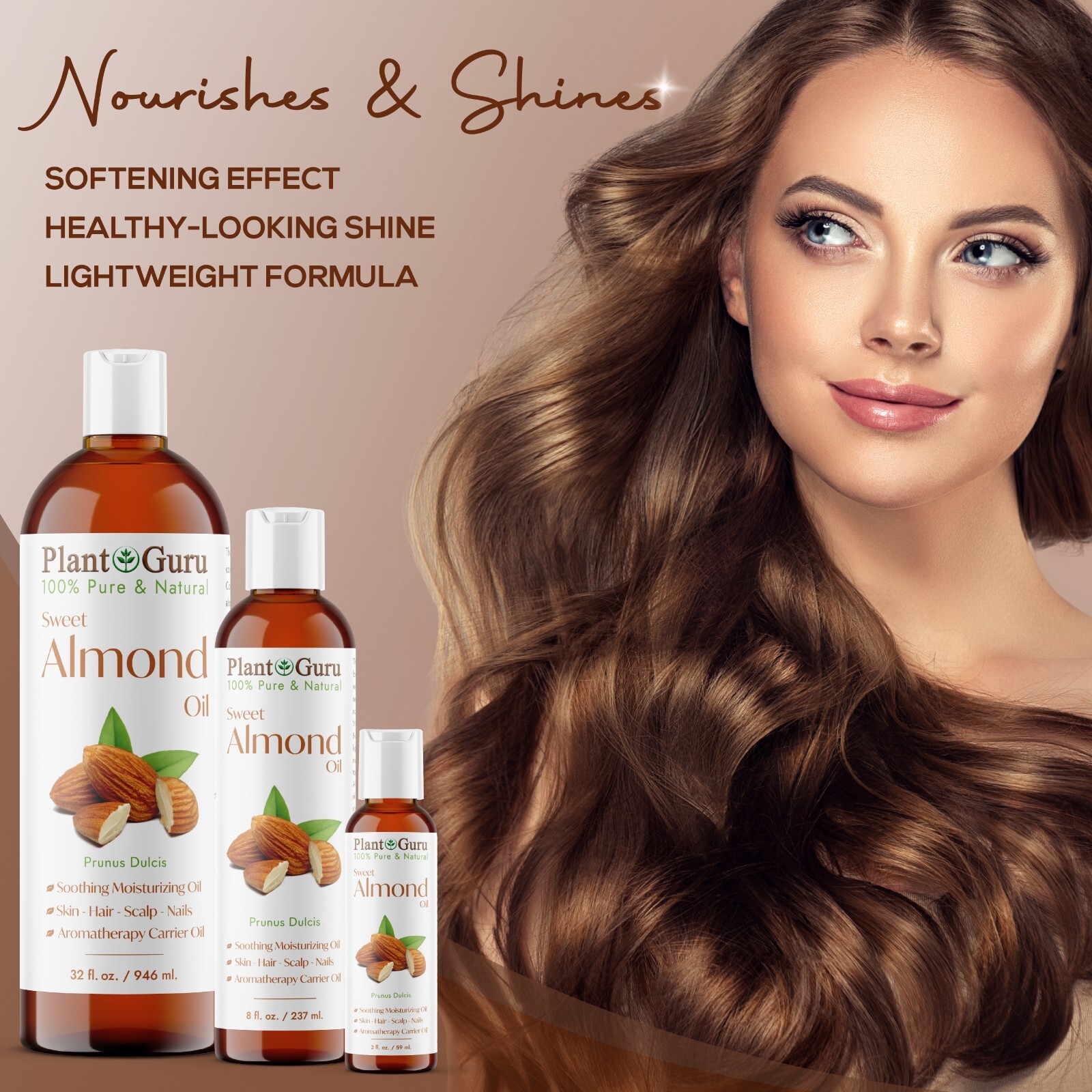 Sweet Almond Oil 100% Pure Natural Carrier For Skin, Face, Hair Growth & Massage