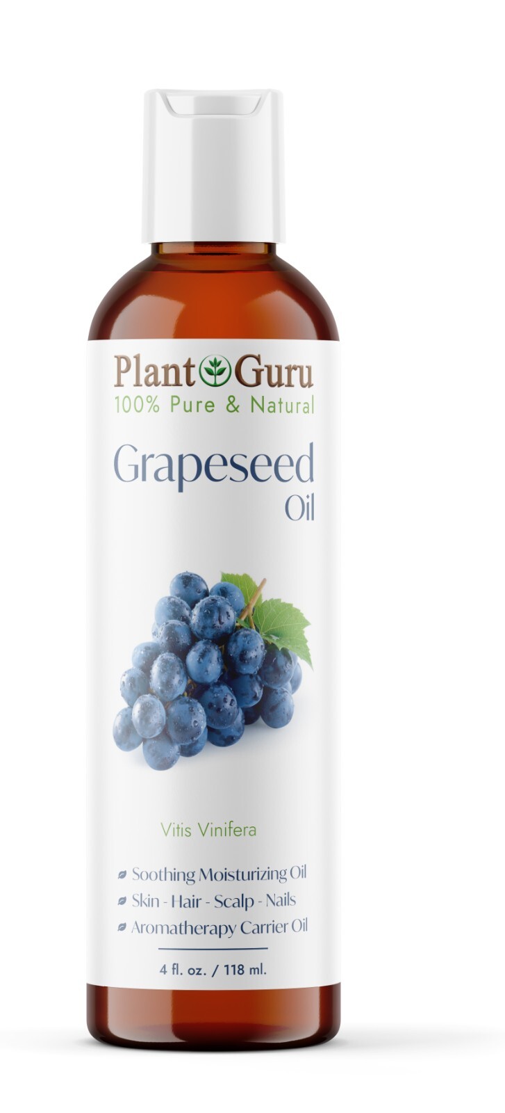 Grapeseed Oil 4 oz. Cold Pressed 100% Pure Natural For Skin, Face, Hair, Massage