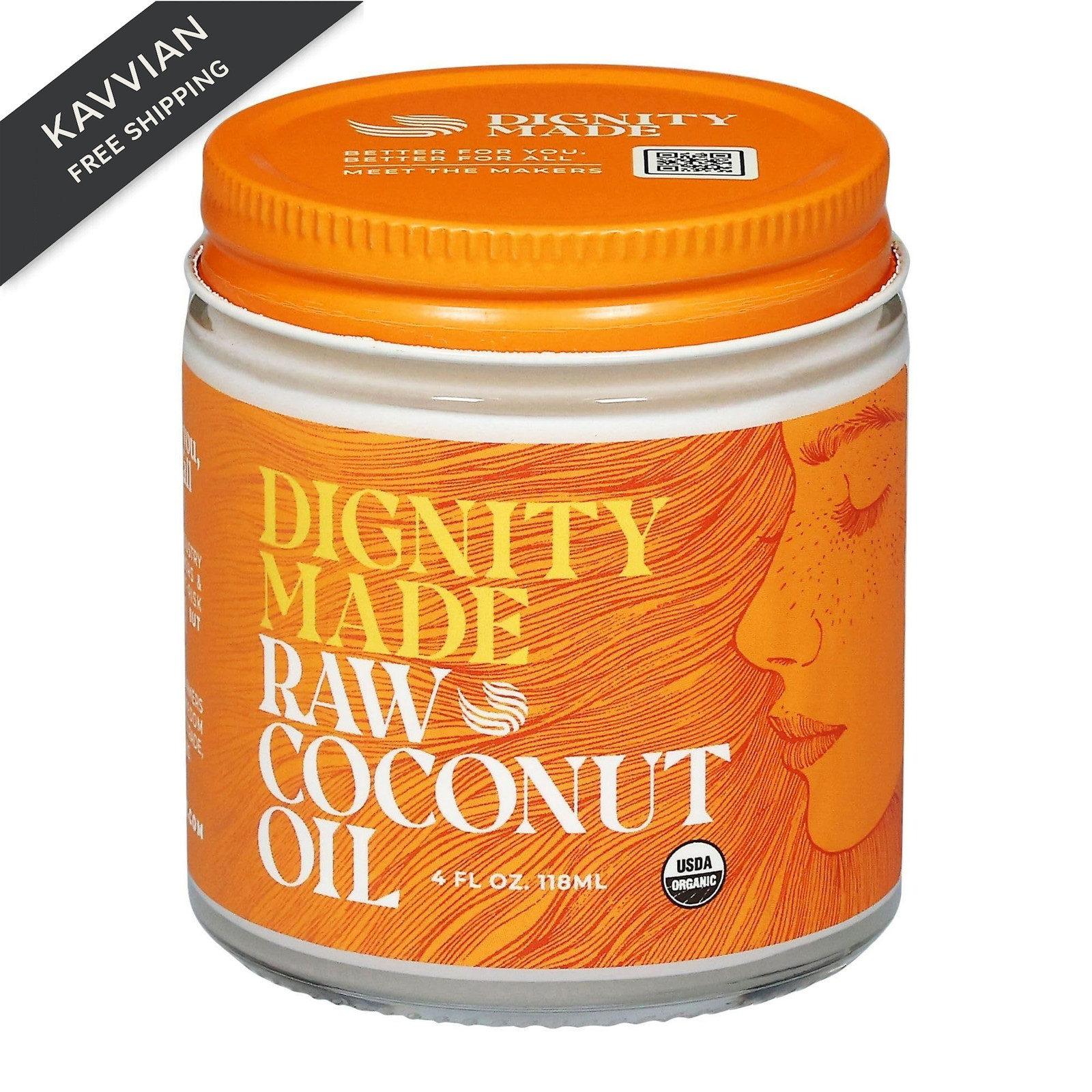 Raw Organic Coconut Oil for Skin, Hair & Cooking – 4 Fl Oz (Pack of 1)
