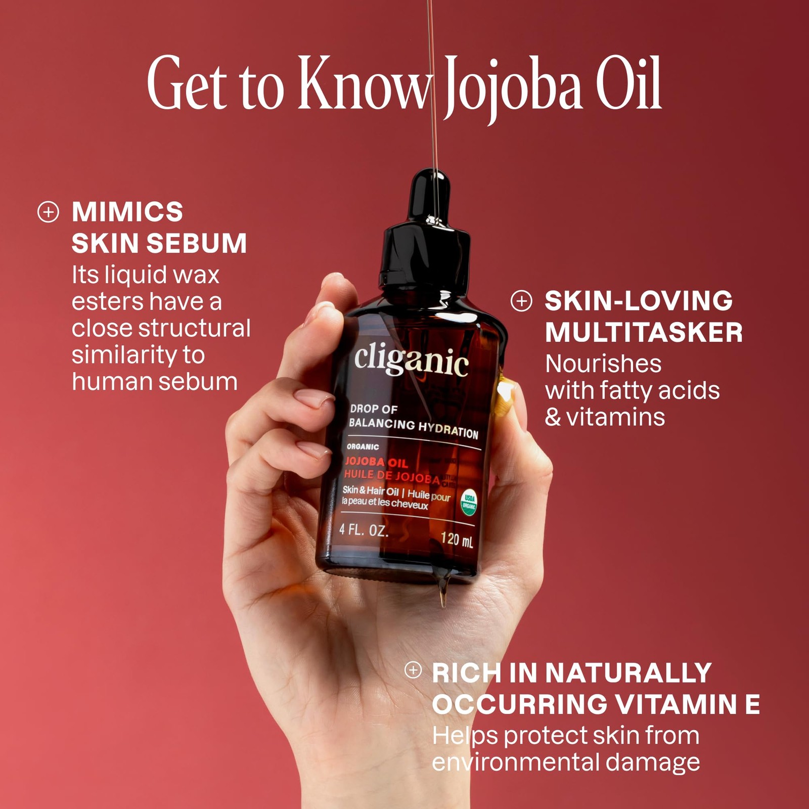 Cliganic Organic Jojoba Oil, 100% Pure (4oz) | 4 Fl Oz (Pack of 1)