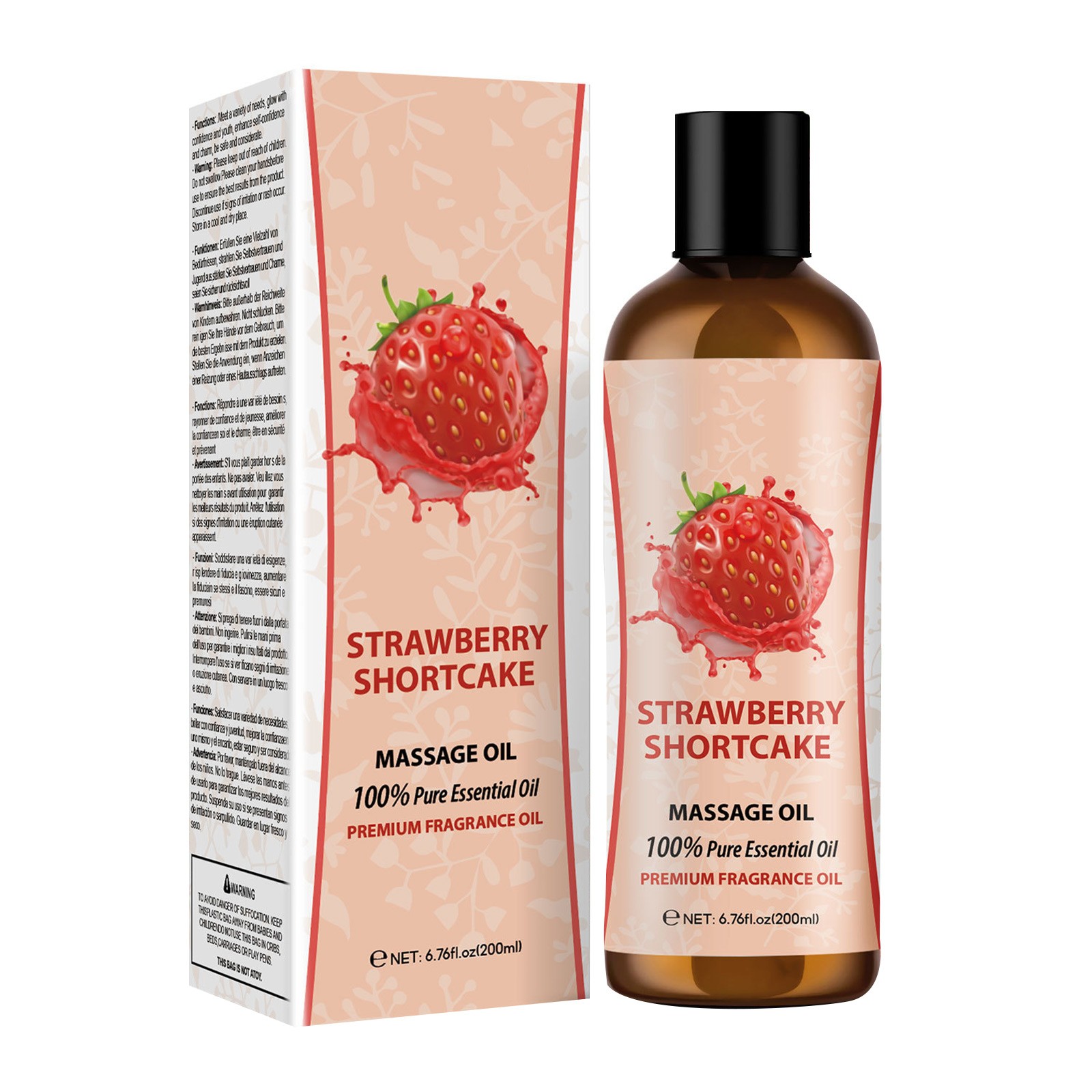 1Pcs 200ml Plant Scent Essential Oil Strawberry Body Massage Oil Hydrating