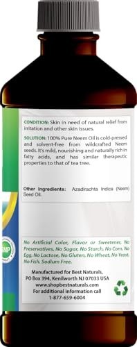 100% Pure Neem Oil – Cold Pressed & Unrefined – 16 OZ (2 Bottles) Natural Remedy