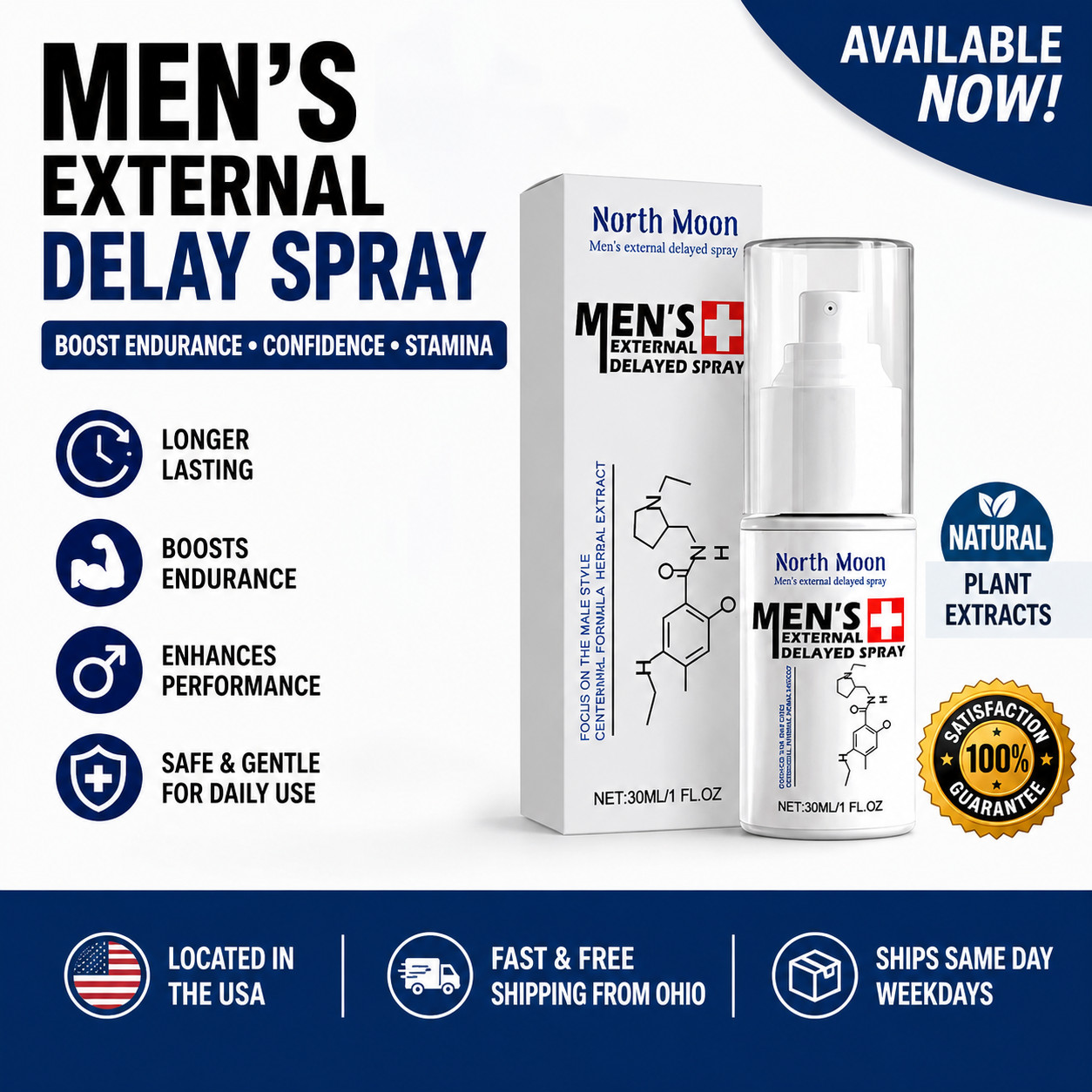 Men’s Delay Spray 30ml Male Endurance Stamina External Spray US Seller Fast Ship
