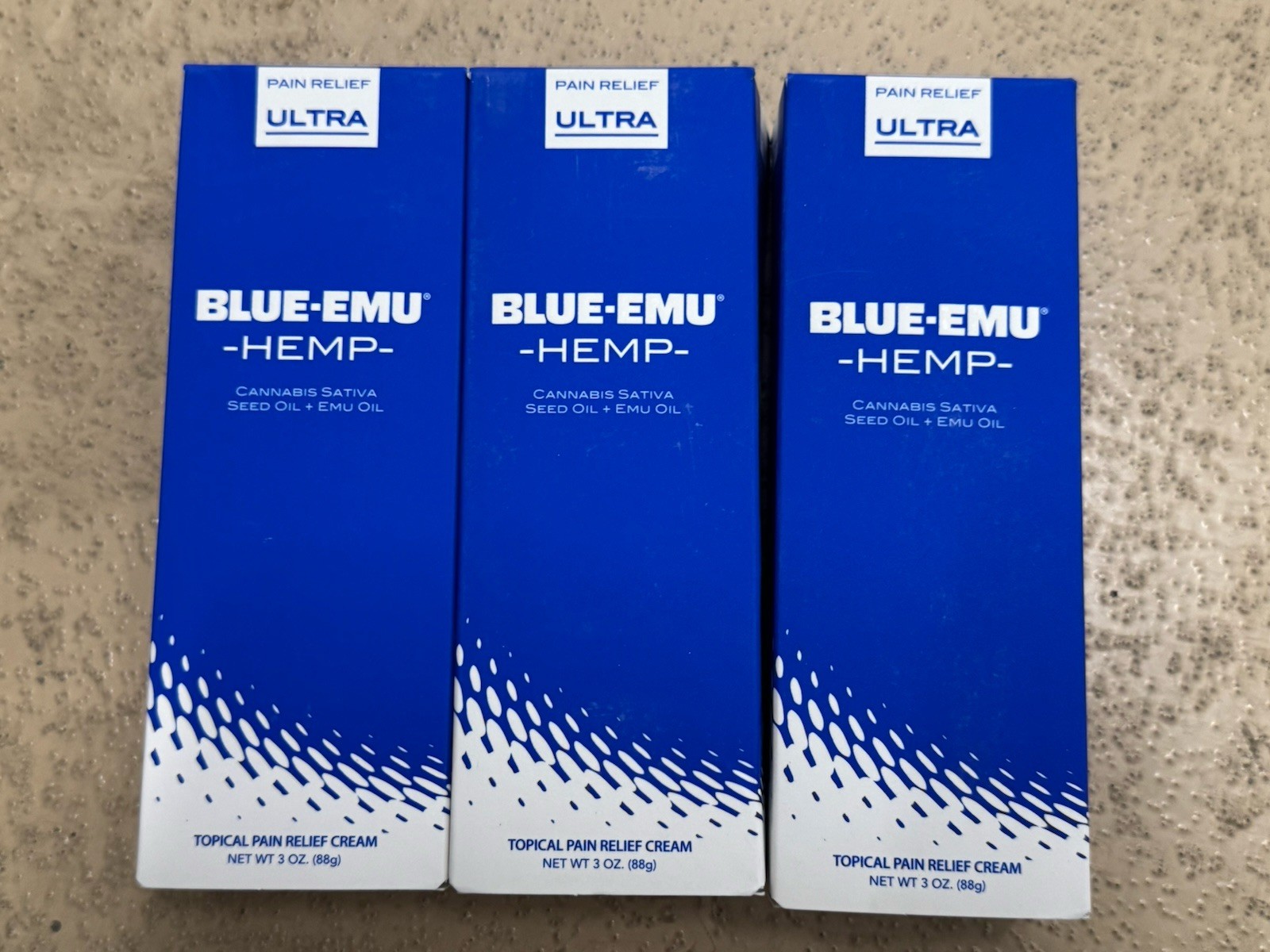 3x Blue-Emu Hemp Cream Pain Relief for Muscle & Joint Maximum Support Odor-Free