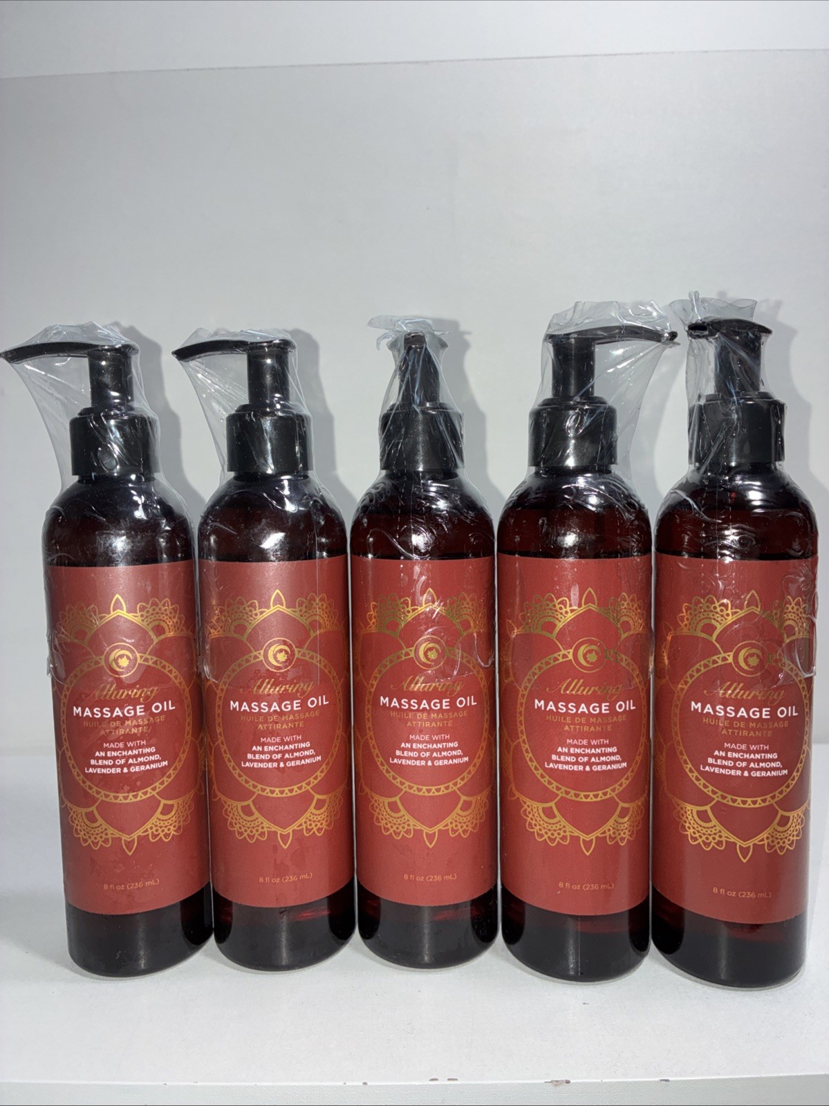 5 Sealed Alluring Massage Oils, 8 Oz Each