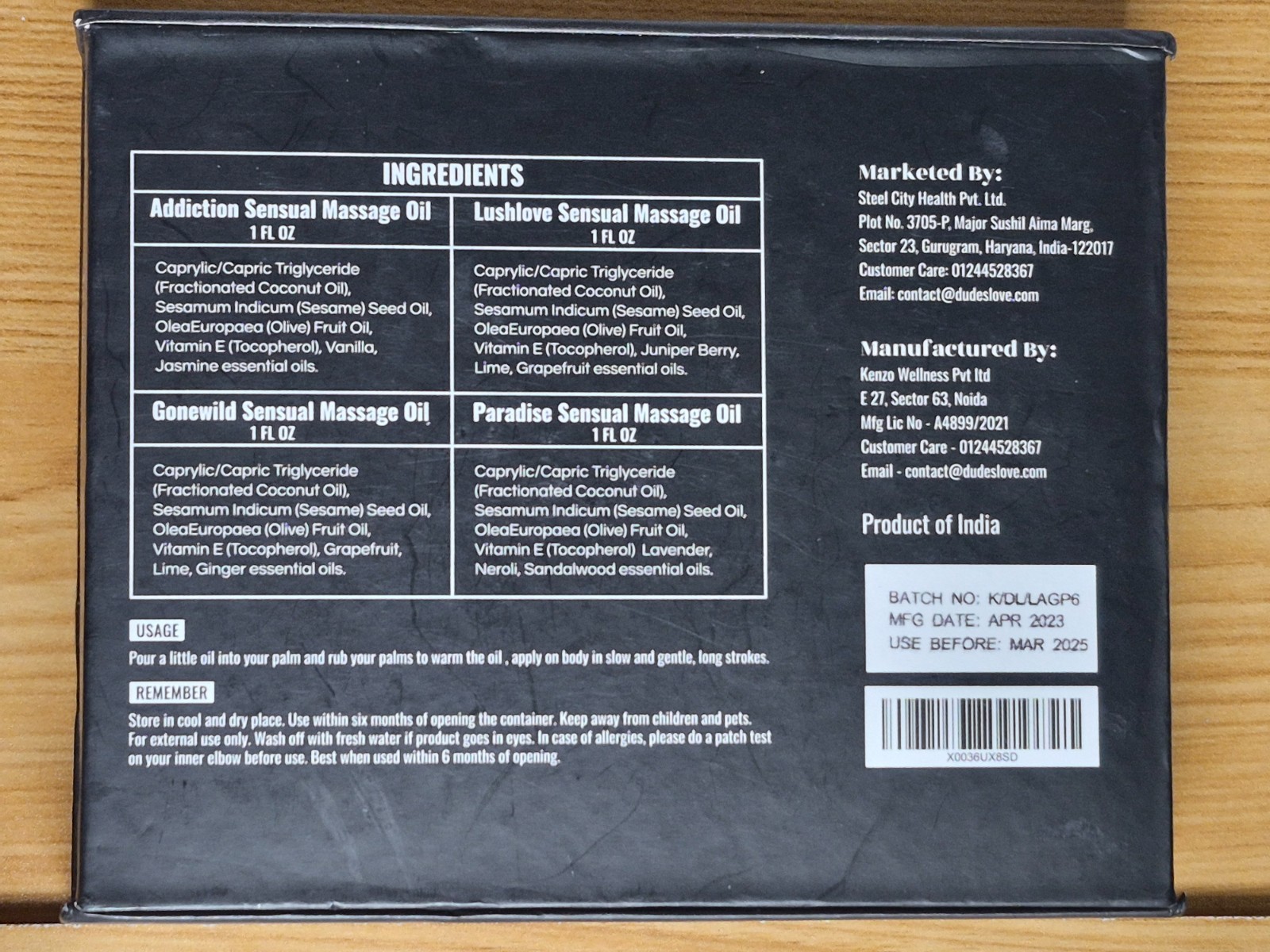 Dude’s Love Sensual Massage Oil Gift Set 4 Pack Organic Edible Scents New Sealed