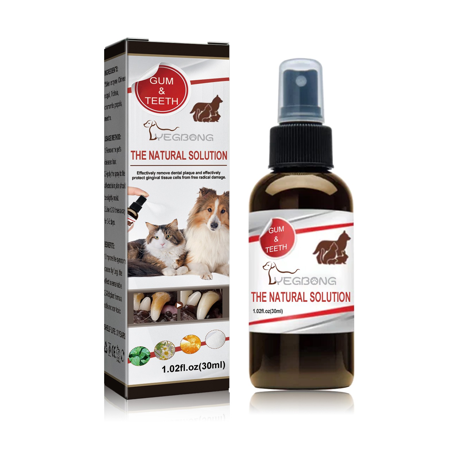Pet Tooth Cleaning Spray Cat Dog Breath Freshener Plaque Tartar Remover 30ml
