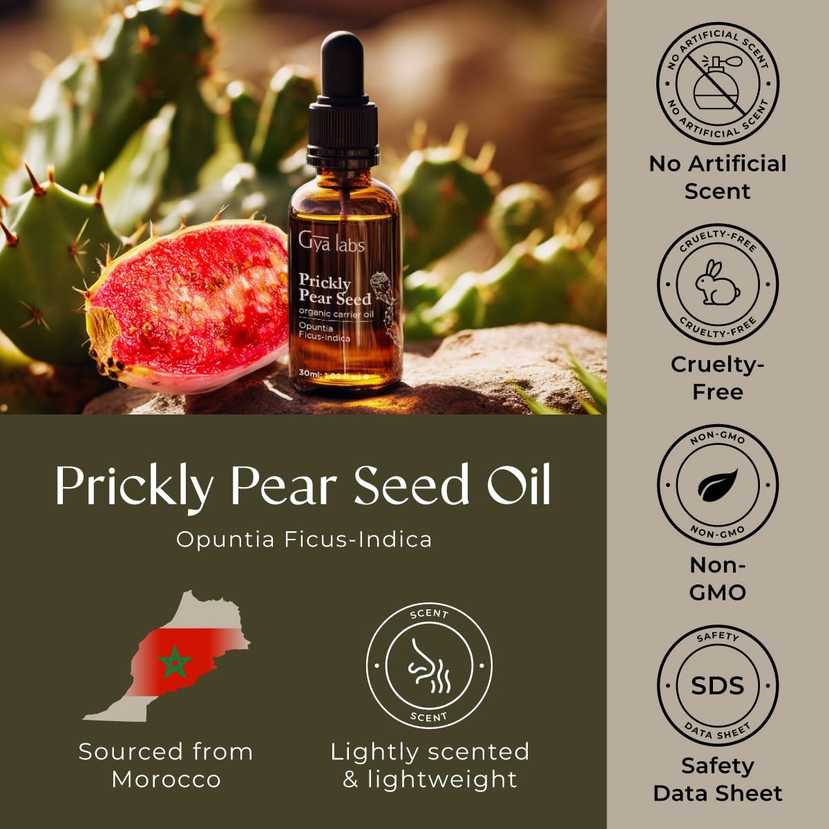 Gya Labs Prickly Pear Seed Carrier Oil – 1 Fl Oz – for Hair, Skin, Face, Scal…