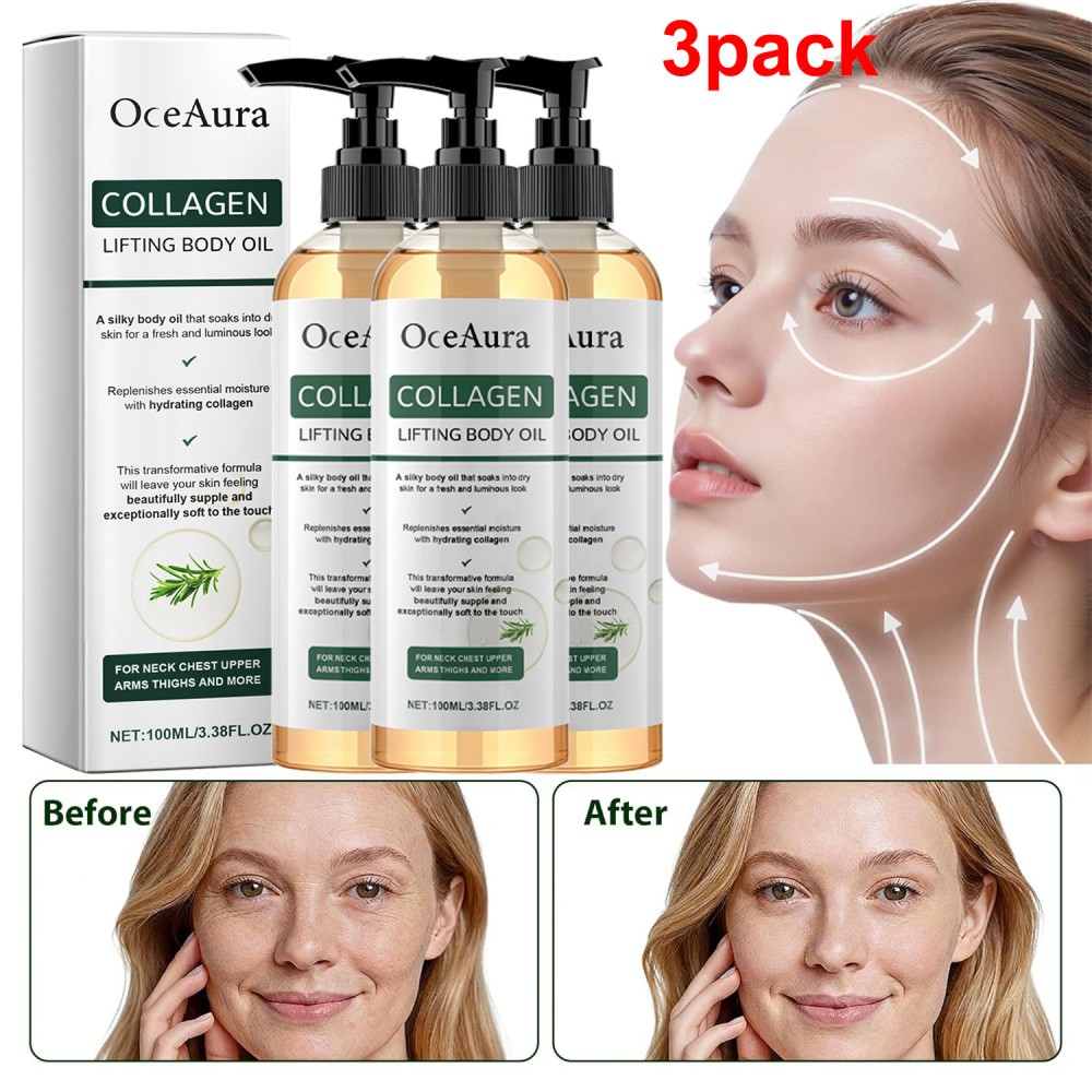 3PCS Collagen Lifting Body Oil Firming Anti Aging Wrinkles Scars & Stretch Mark