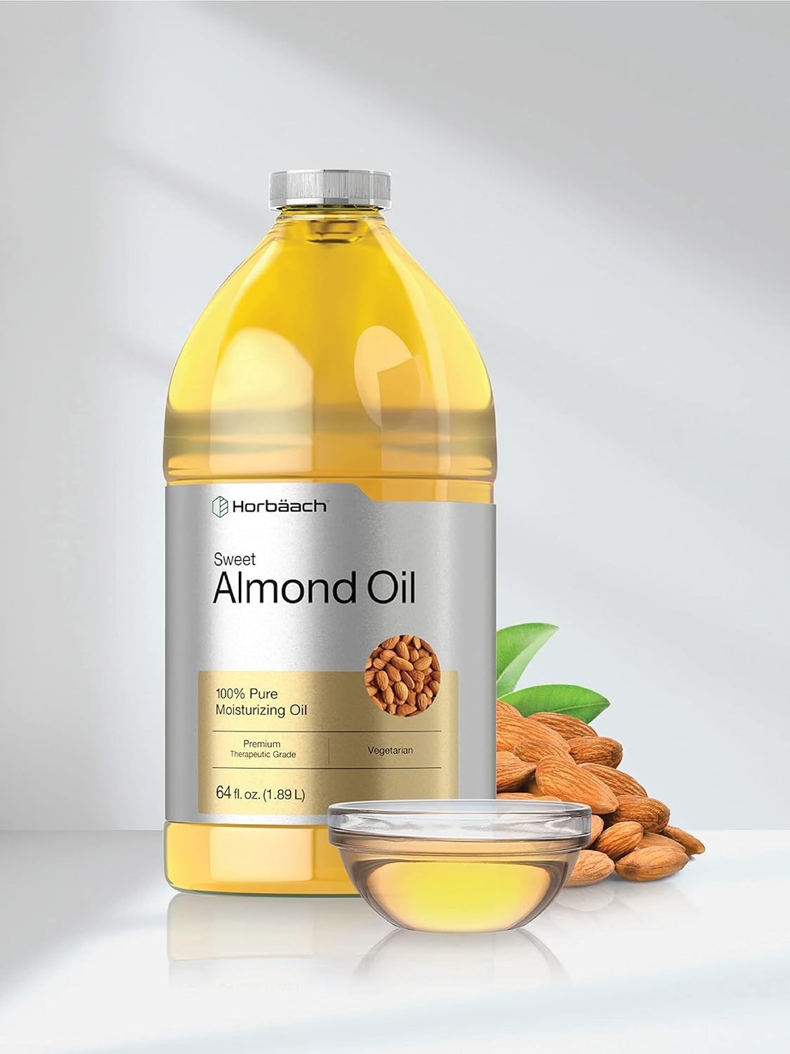Moisturizing Sweet Almond Oil, 64 Oz Bottle for Dryness Relief and Anti-Aging