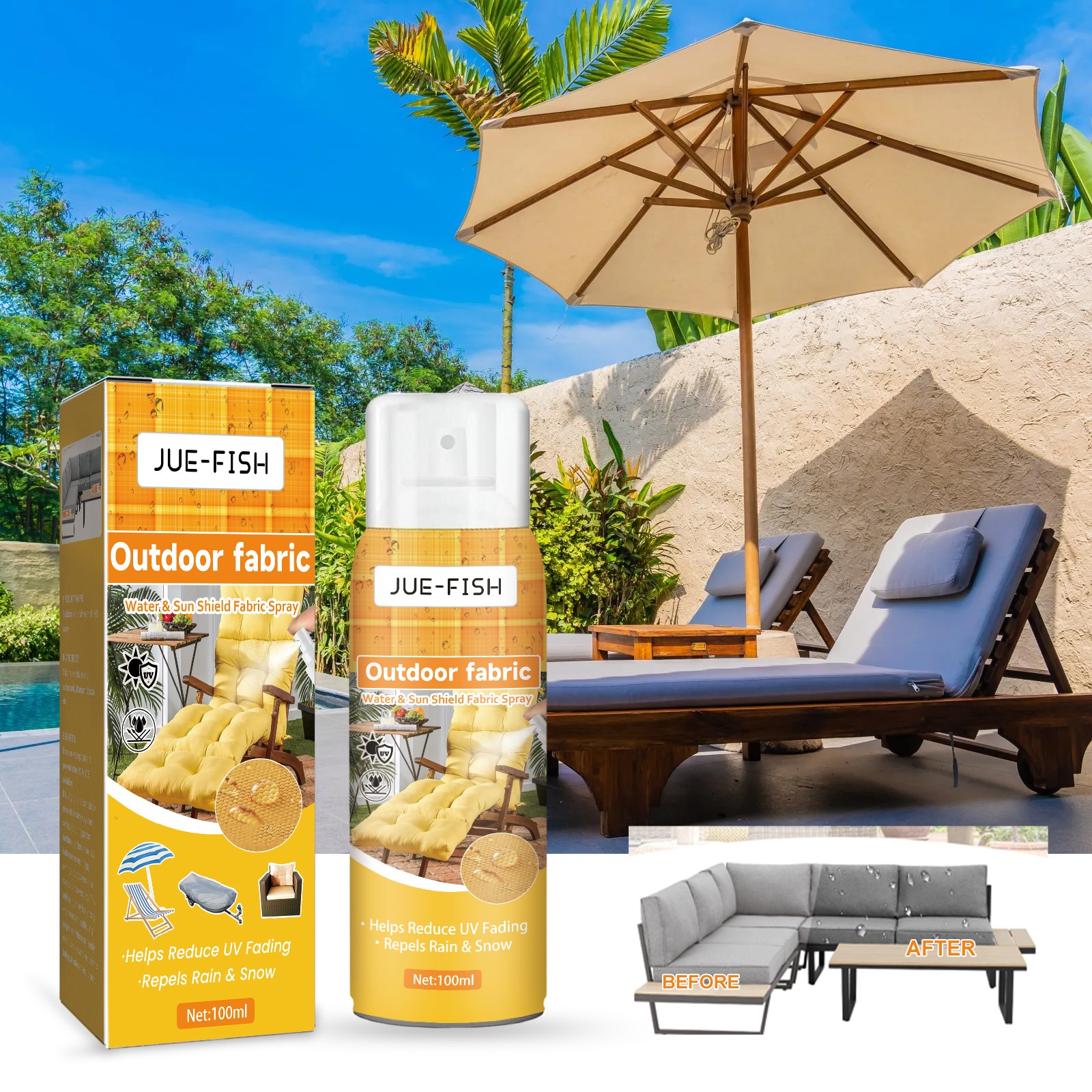 Outdoor Waterproof Fabric Spray UV Protection Water Repellent for Patio