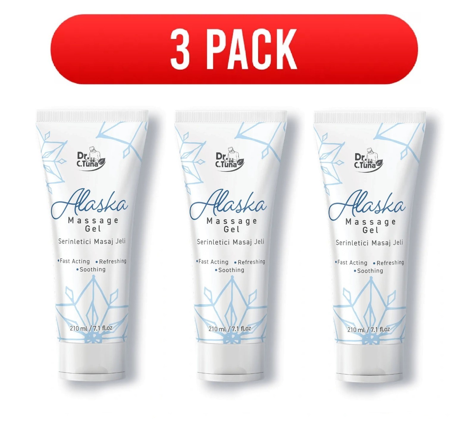 3 Pack Farmasi Dr. C. Tuna Alaska Massage Gel – 7.1 fl.Oz /210ml