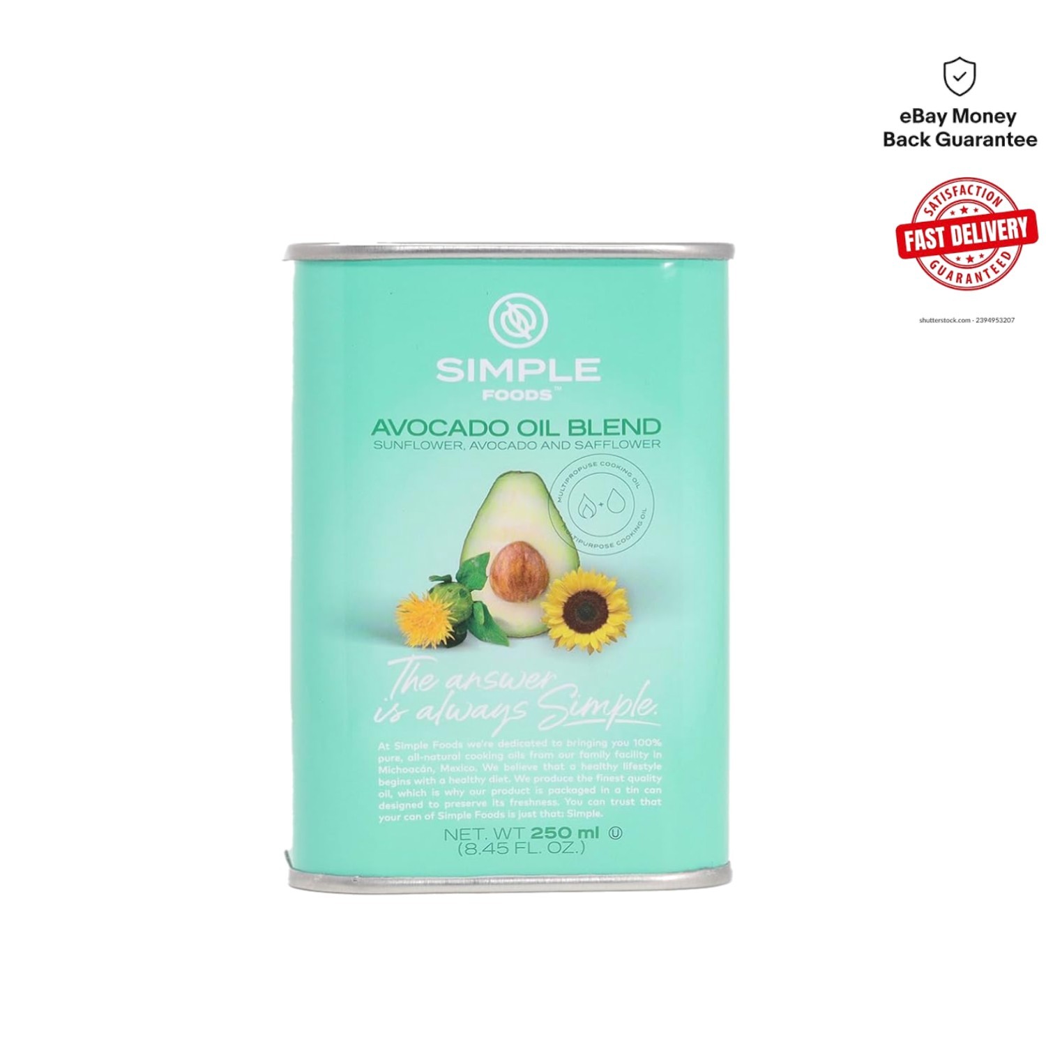 Unflavored Avocado Blend Oil – High Smoke Point for Frying & Dressings, 8.45 oz