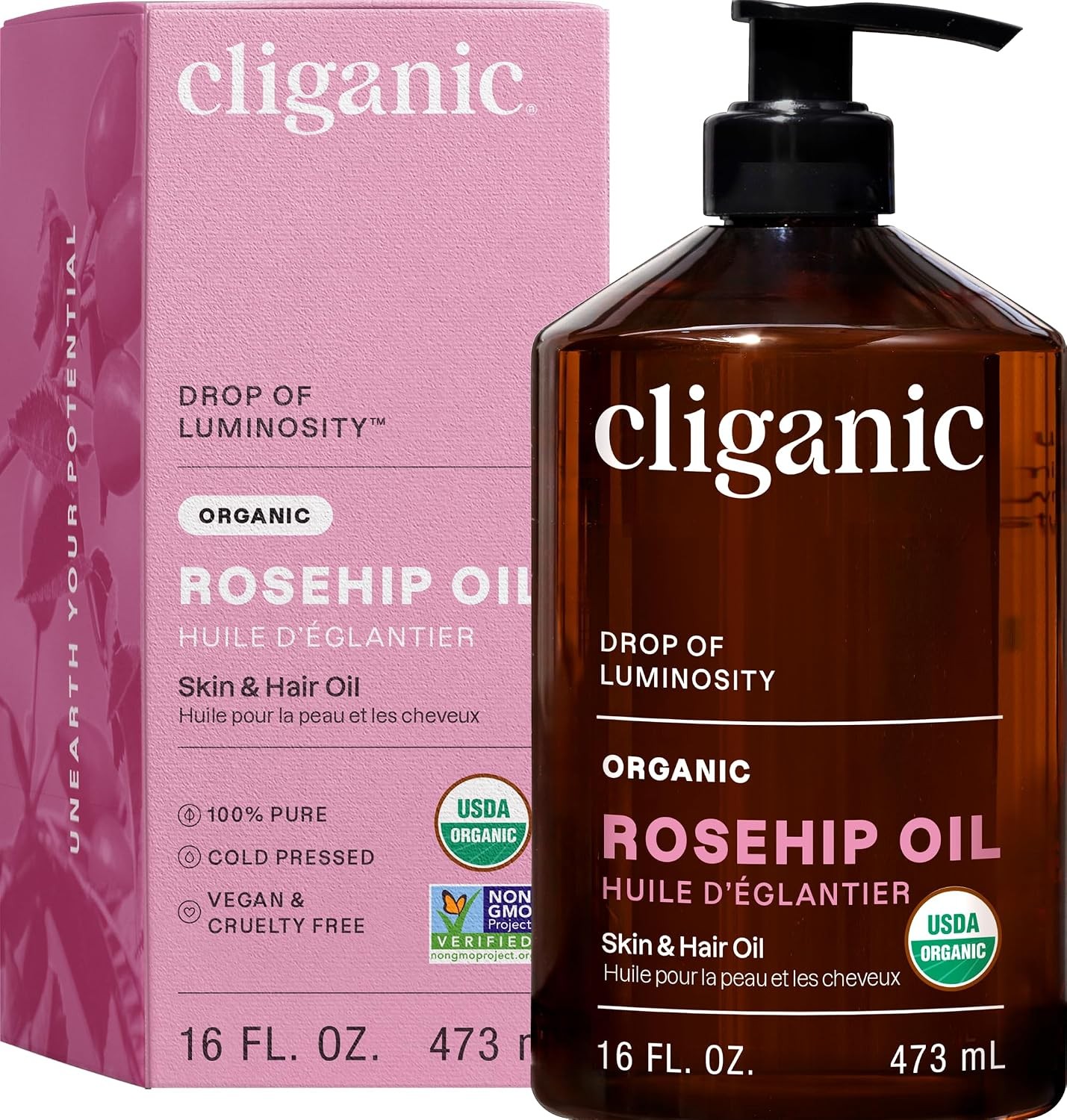 Organic Rosehip Seed Oil 100% Pure Cold Pressed Face Hair Skin Unrefined
